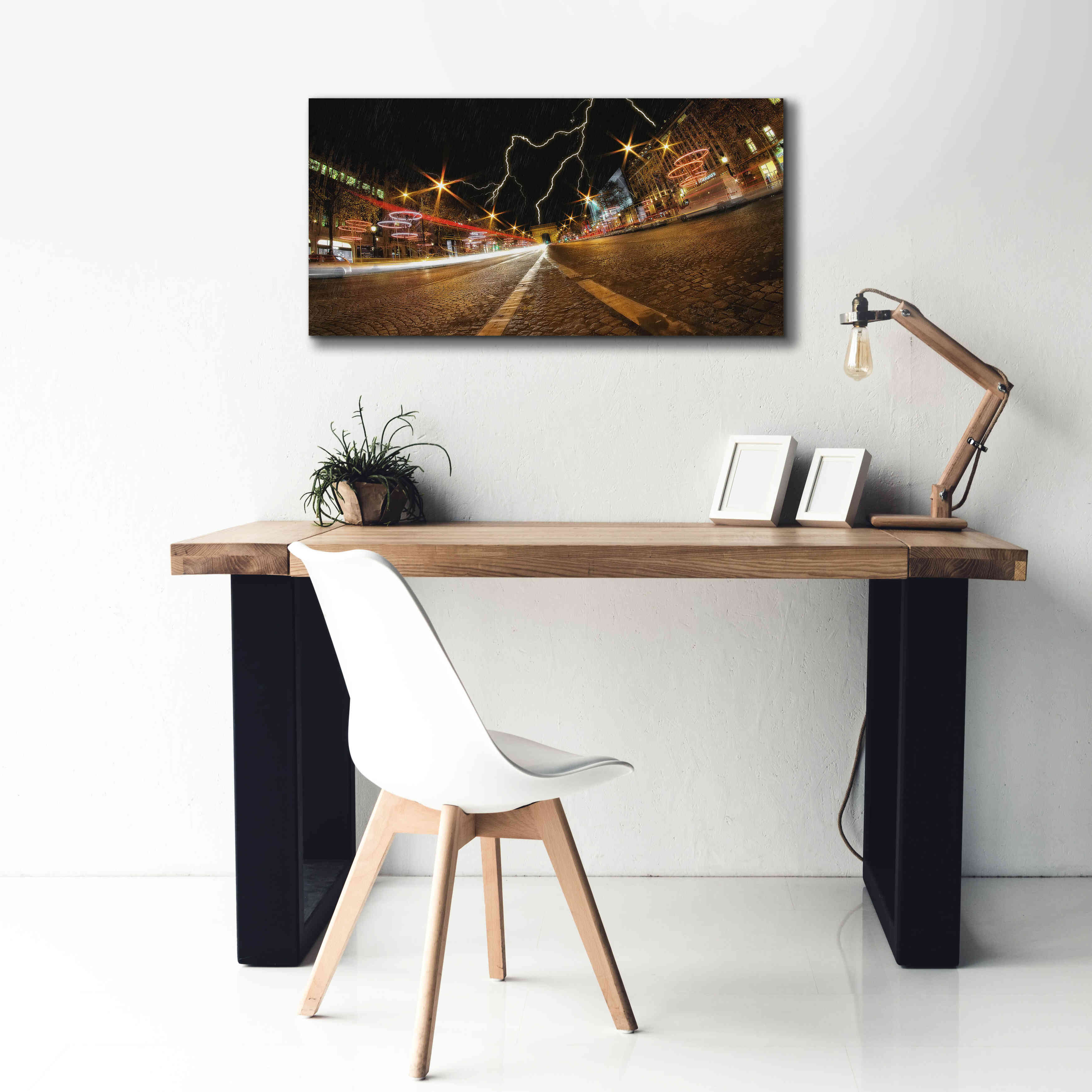 'Elysee storm' by Sebastien Lory, Giclee Canvas Wall Art,40 x 20