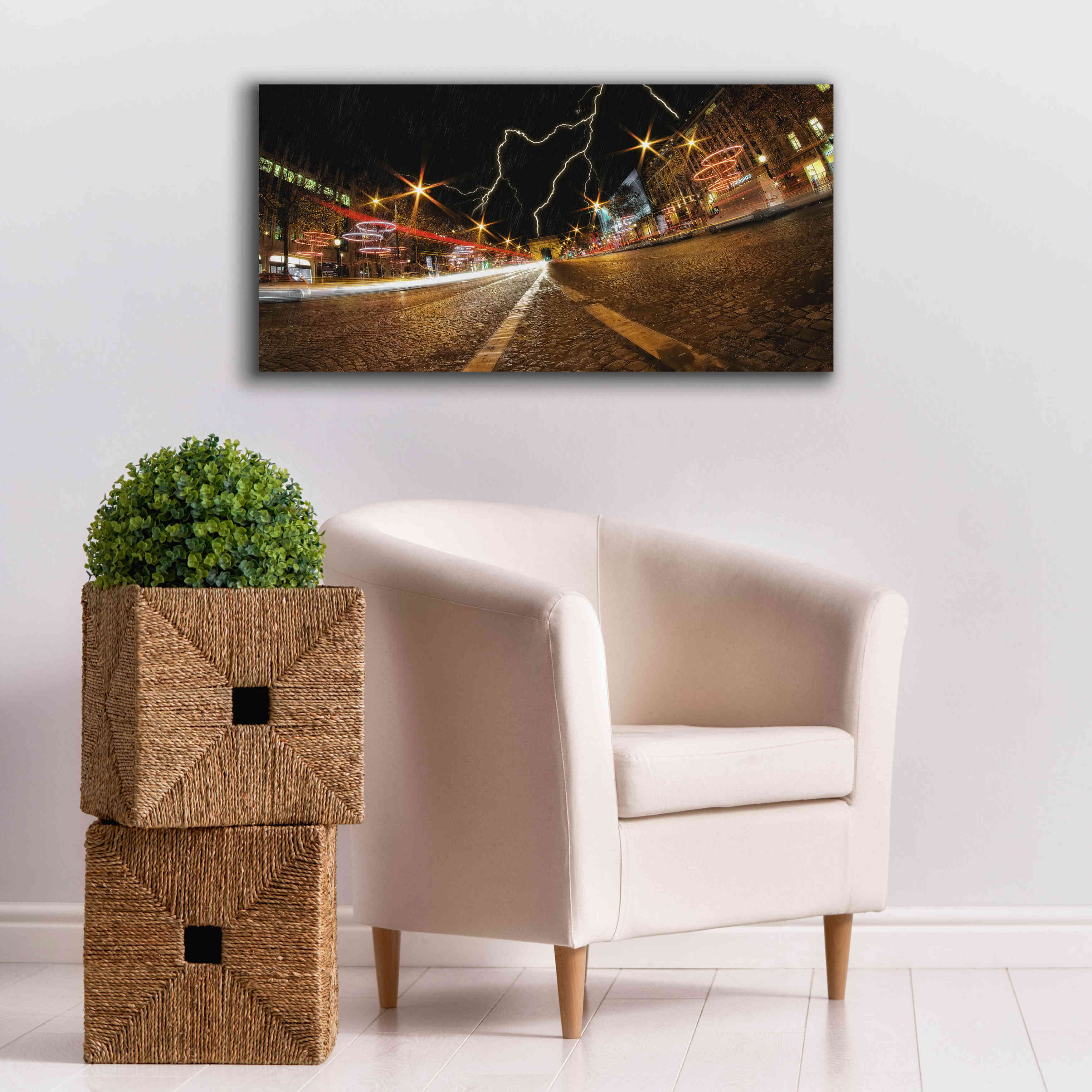 'Elysee storm' by Sebastien Lory, Giclee Canvas Wall Art,40 x 20