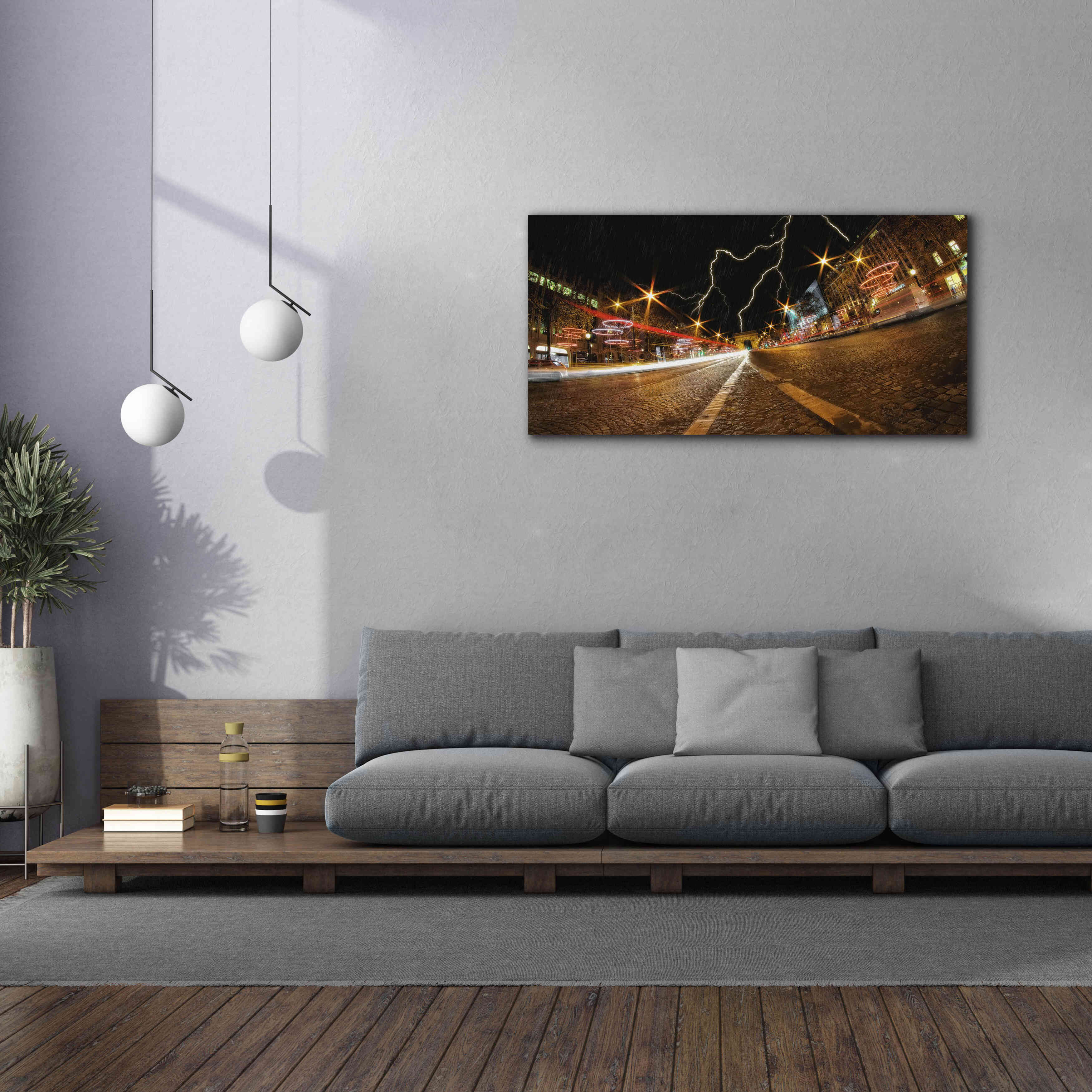 'Elysee storm' by Sebastien Lory, Giclee Canvas Wall Art,60 x 30