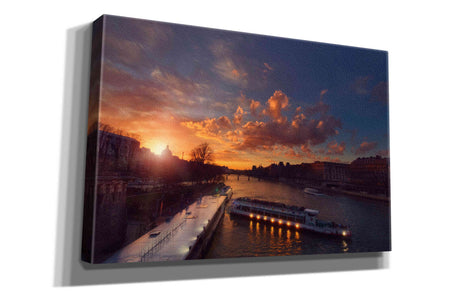 'Bateaux Mouches Sunset' by Sebastien Lory, Giclee Canvas Wall Art