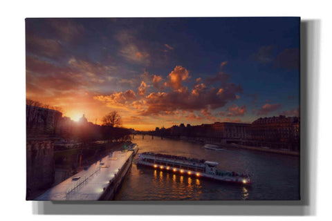 Image of 'Bateaux Mouches Sunset' by Sebastien Lory, Giclee Canvas Wall Art