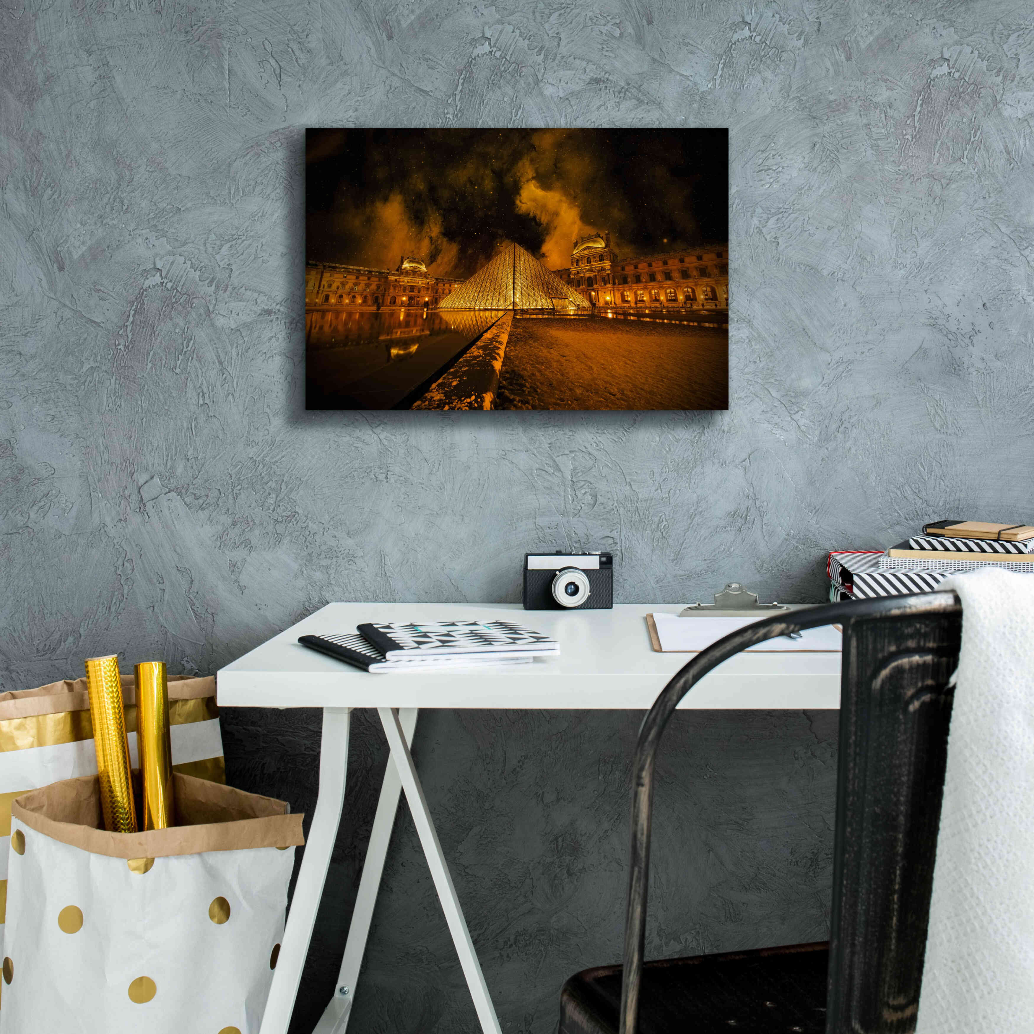 'Lourve Pyramid' by Sebastien Lory, Giclee Canvas Wall Art,18 x 12