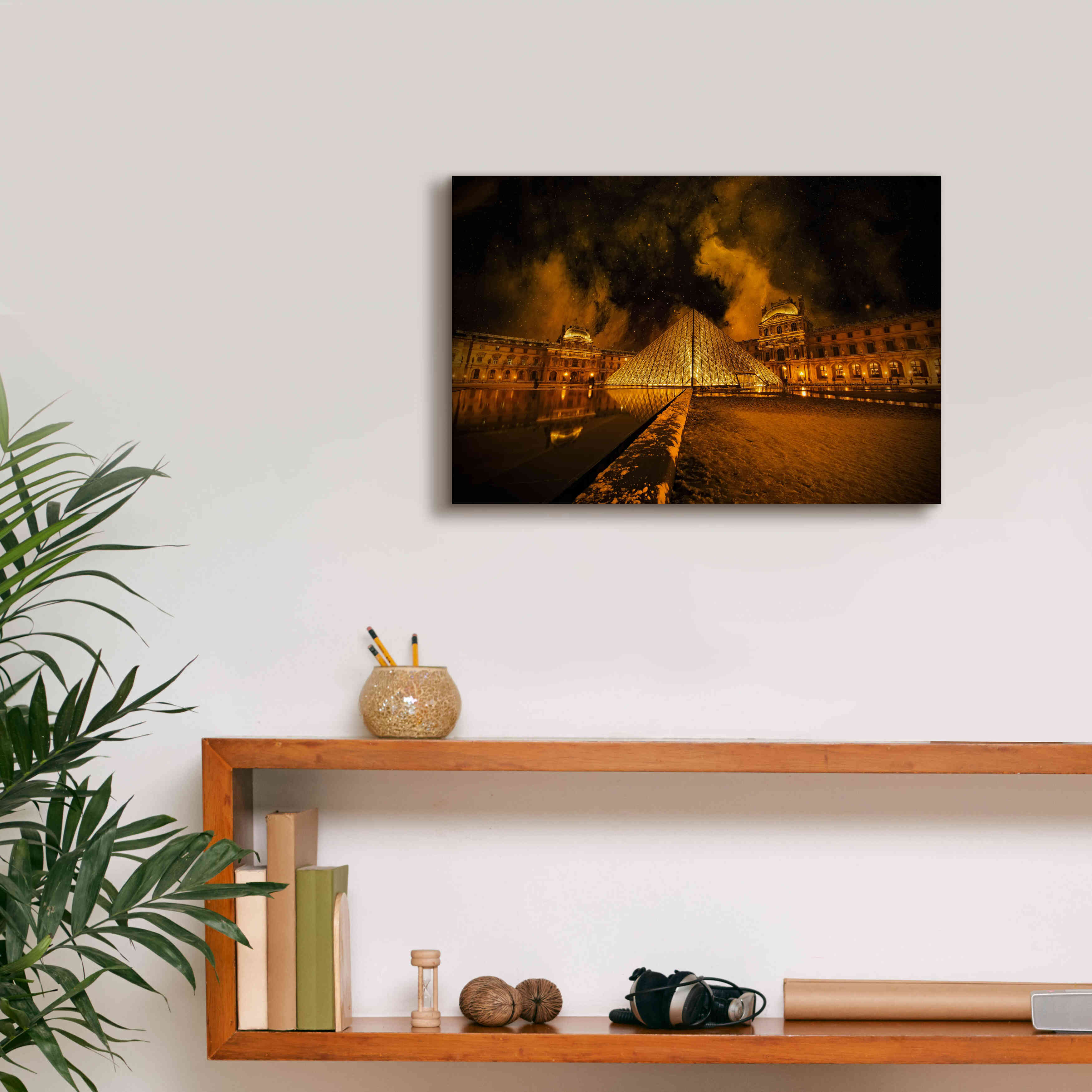 'Lourve Pyramid' by Sebastien Lory, Giclee Canvas Wall Art,18 x 12