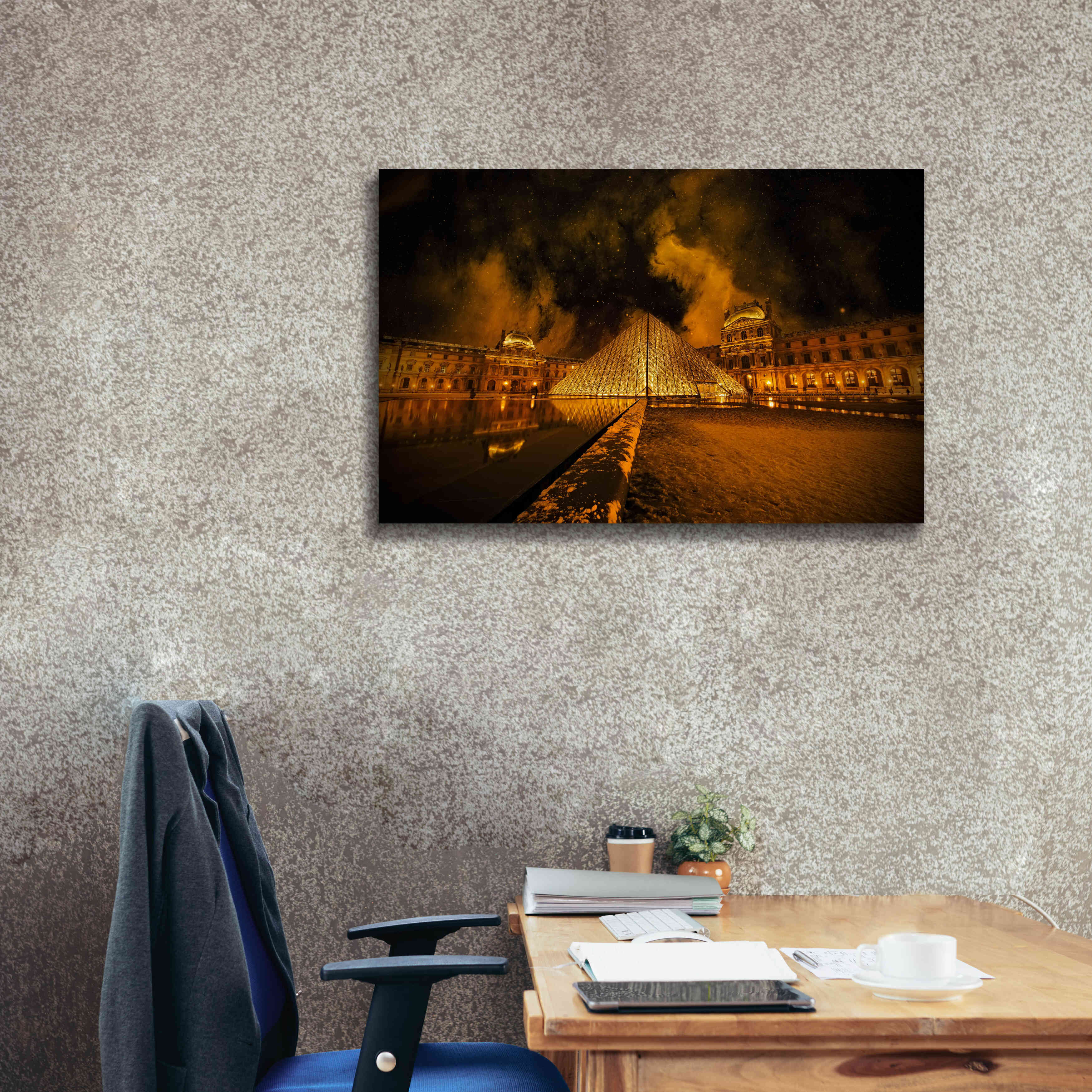 'Lourve Pyramid' by Sebastien Lory, Giclee Canvas Wall Art,40 x 26