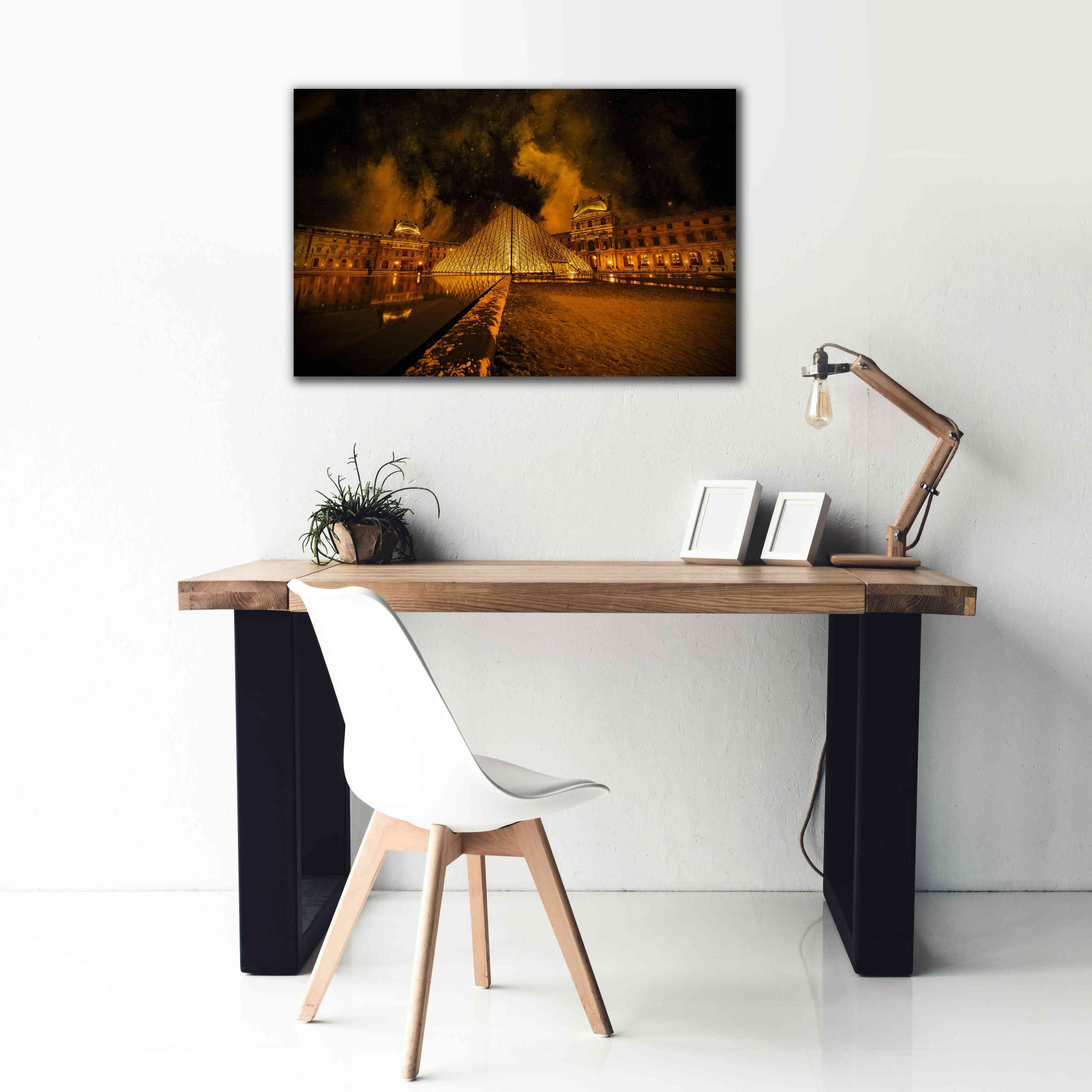 'Lourve Pyramid' by Sebastien Lory, Giclee Canvas Wall Art,40 x 26