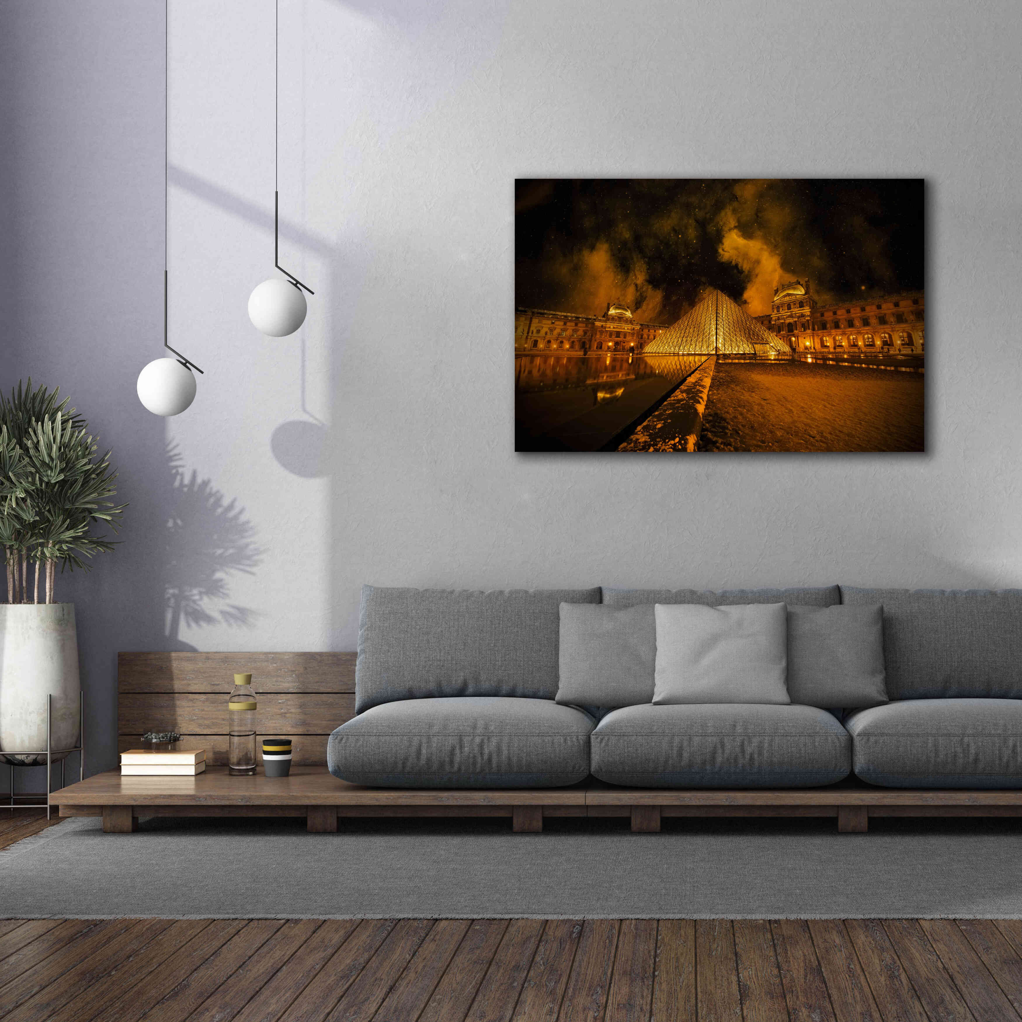 'Lourve Pyramid' by Sebastien Lory, Giclee Canvas Wall Art,60 x 40