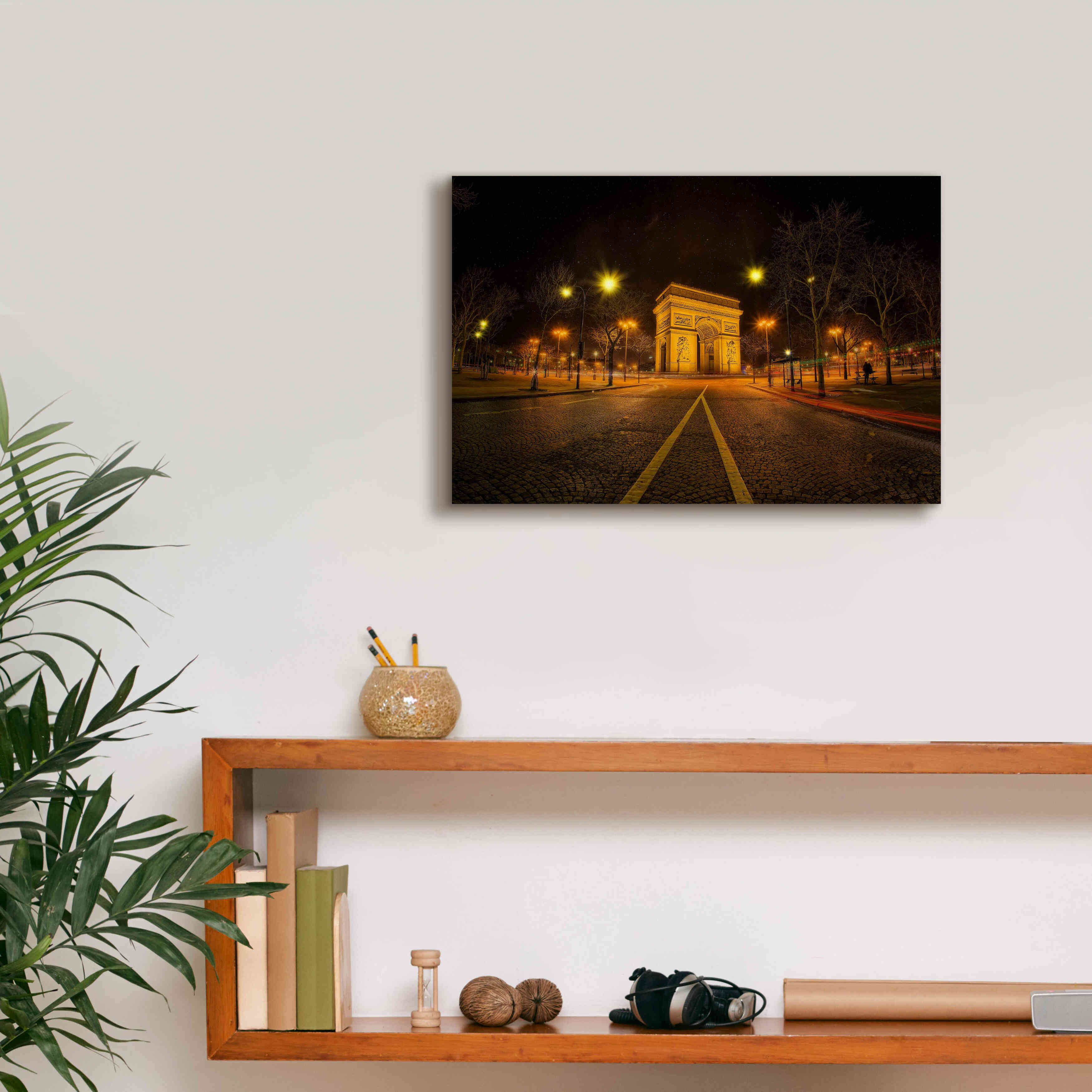 'Arc Night' by Sebastien Lory, Giclee Canvas Wall Art,18 x 12