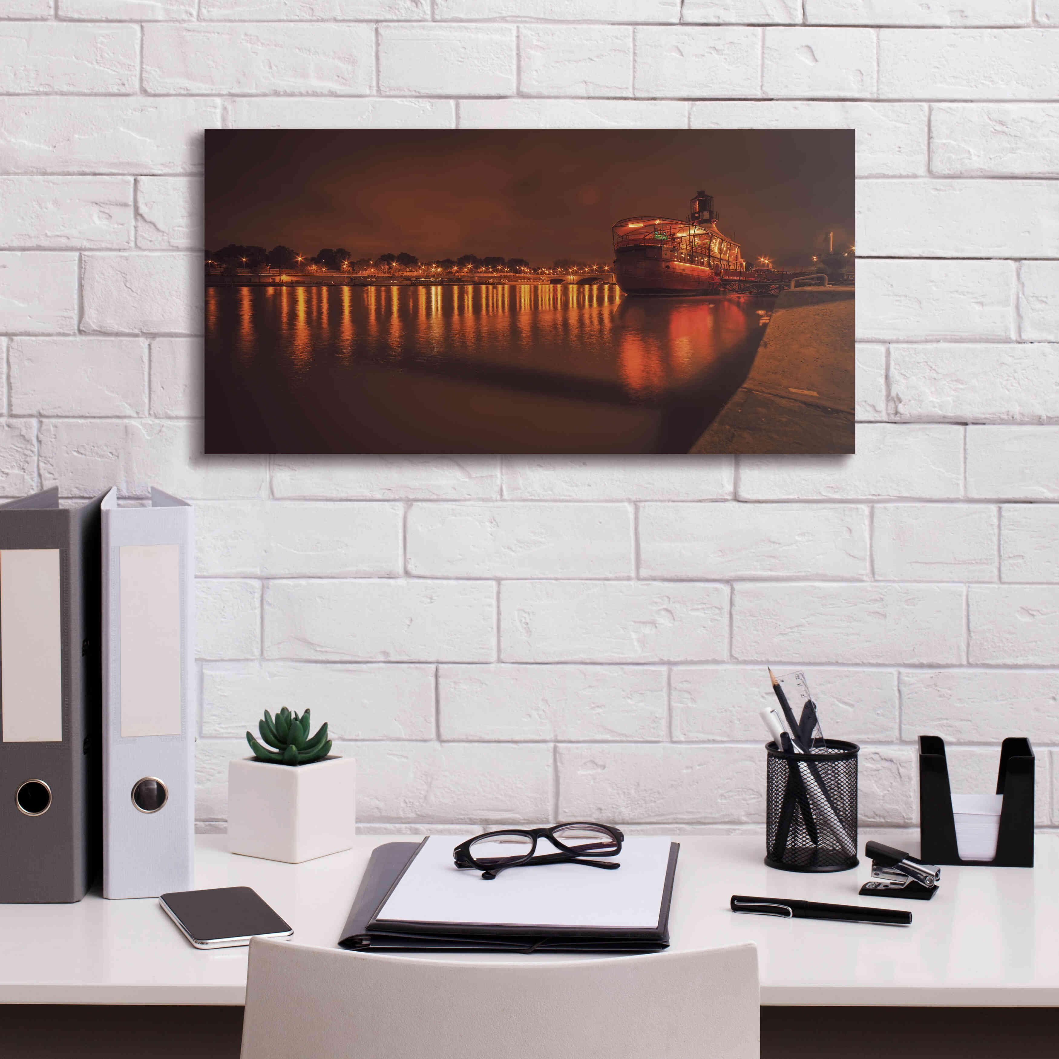 'Paris Lost Boat' by Sebastien Lory, Giclee Canvas Wall Art,24 x 12