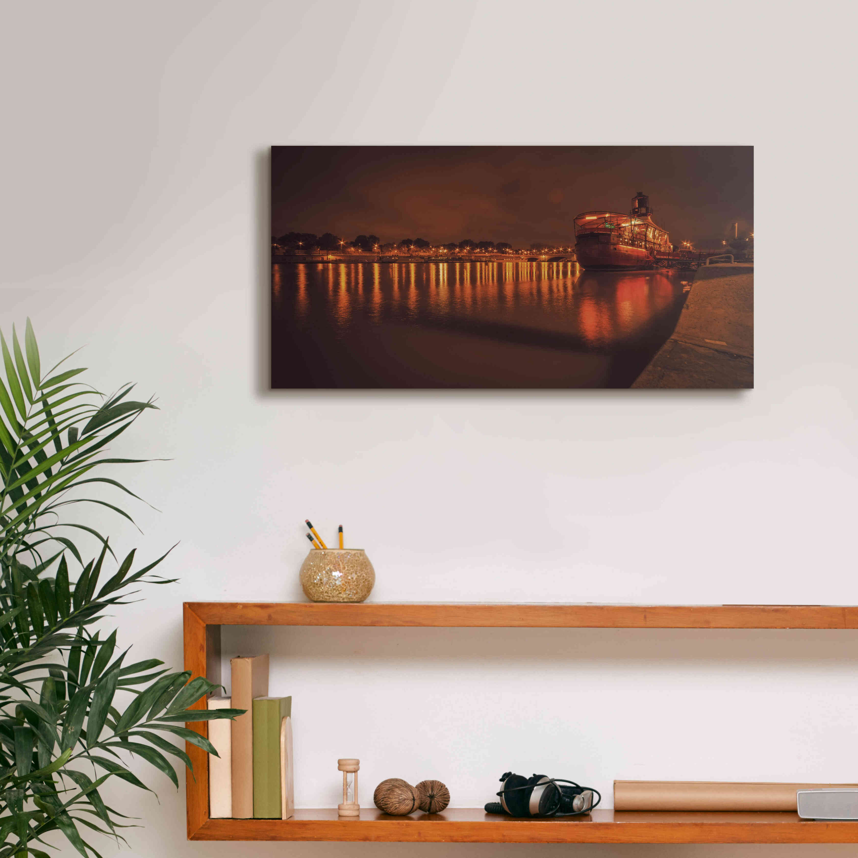 'Paris Lost Boat' by Sebastien Lory, Giclee Canvas Wall Art,24 x 12