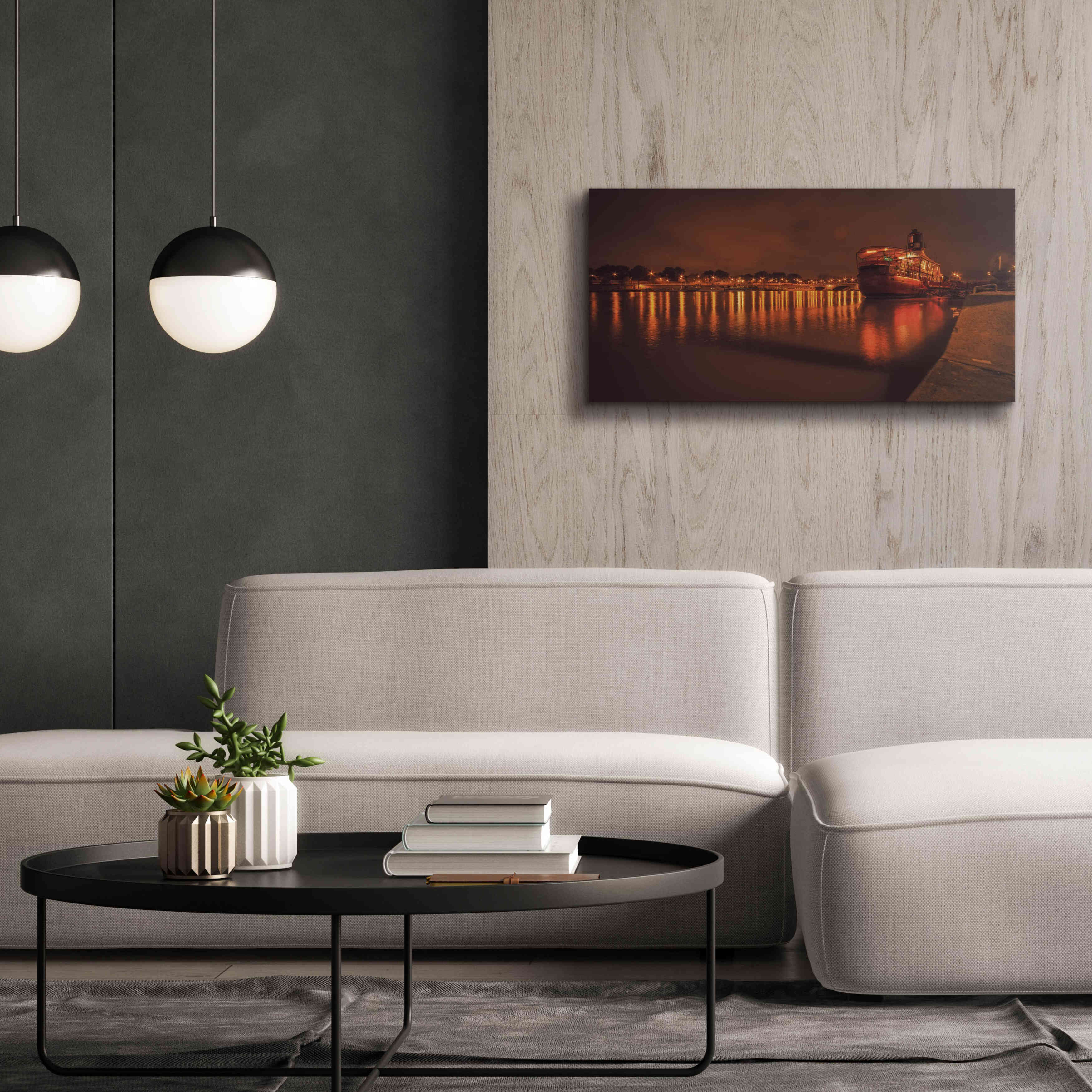 'Paris Lost Boat' by Sebastien Lory, Giclee Canvas Wall Art,40 x 20