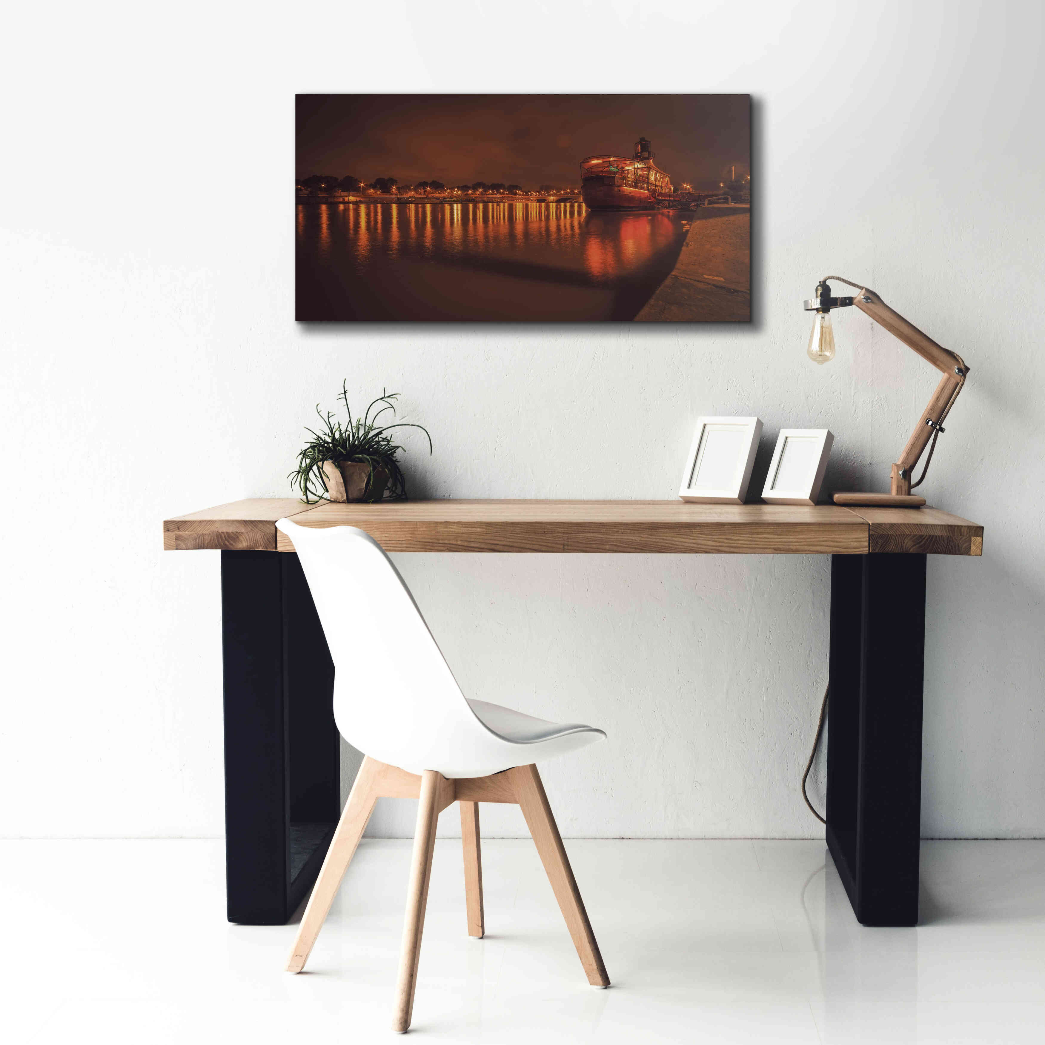 'Paris Lost Boat' by Sebastien Lory, Giclee Canvas Wall Art,40 x 20