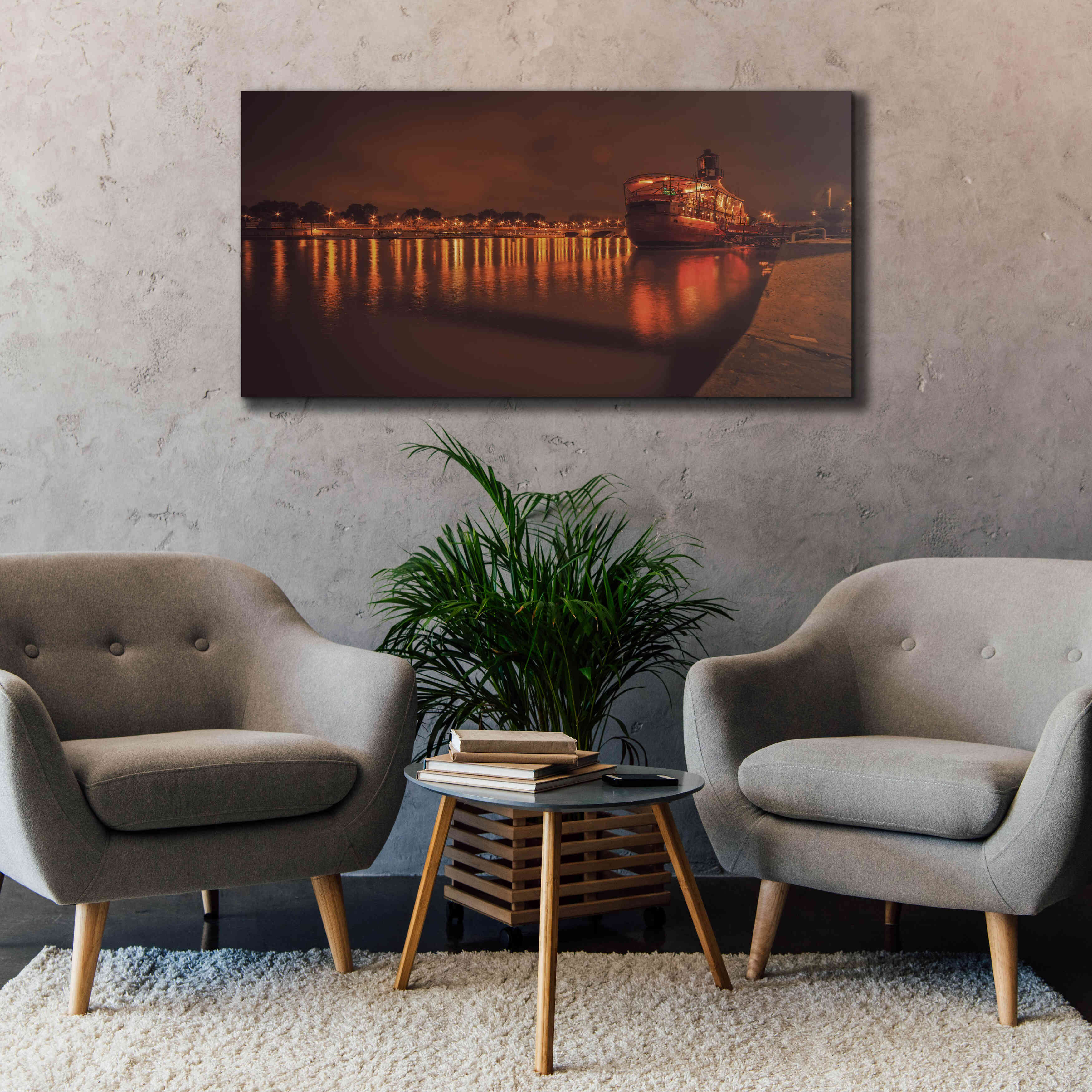 'Paris Lost Boat' by Sebastien Lory, Giclee Canvas Wall Art,60 x 30
