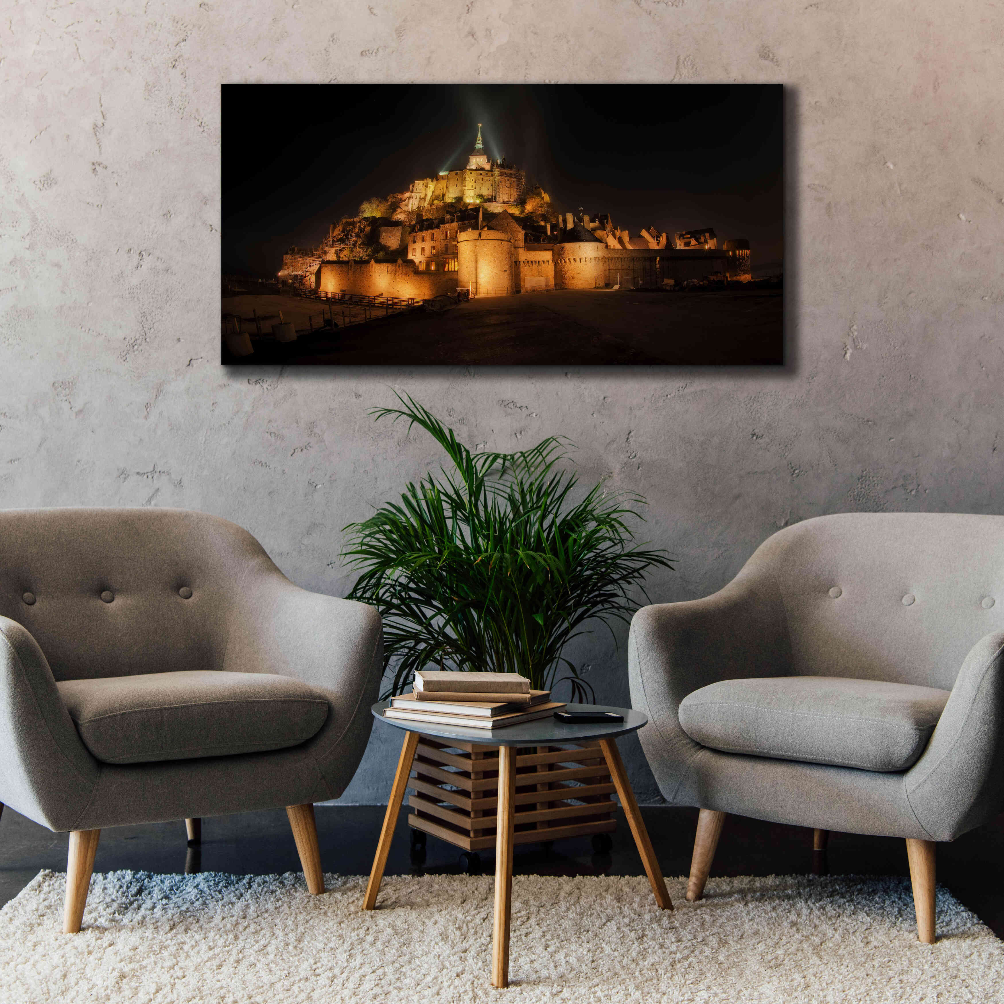 'Mont St Michel' by Sebastien Lory, Giclee Canvas Wall Art,60 x 30