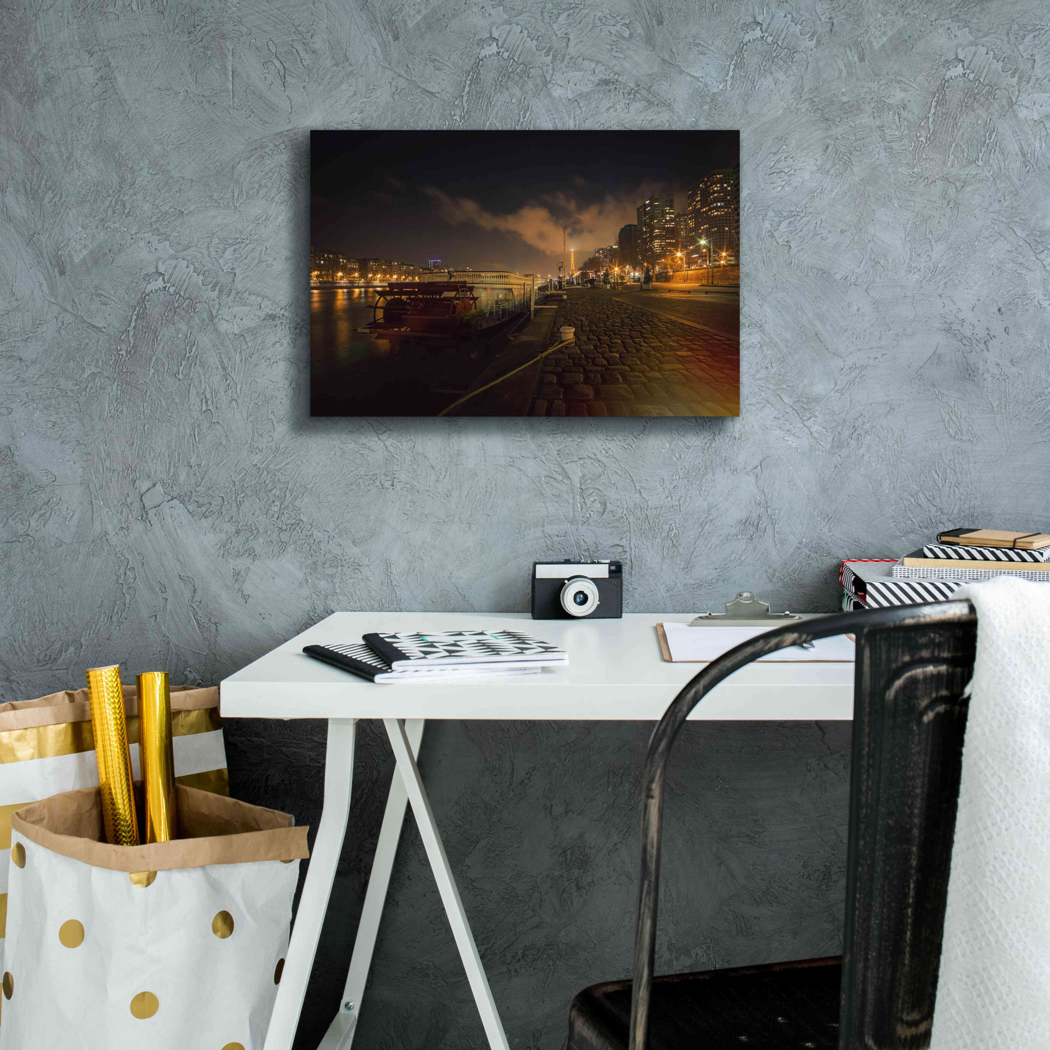 'Moody Eiffel' by Sebastien Lory, Giclee Canvas Wall Art,18 x 12