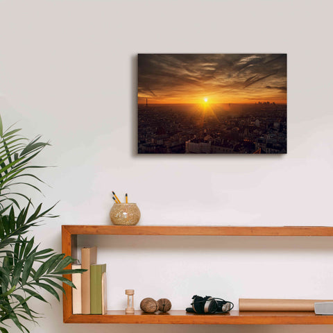 Image of 'Paris Sunset' by Sebastien Lory, Giclee Canvas Wall Art,18 x 12