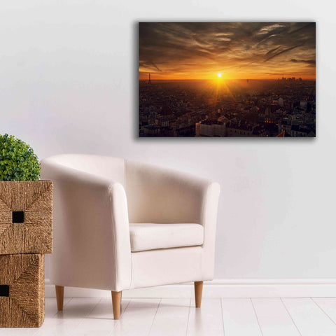 Image of 'Paris Sunset' by Sebastien Lory, Giclee Canvas Wall Art,40 x 26
