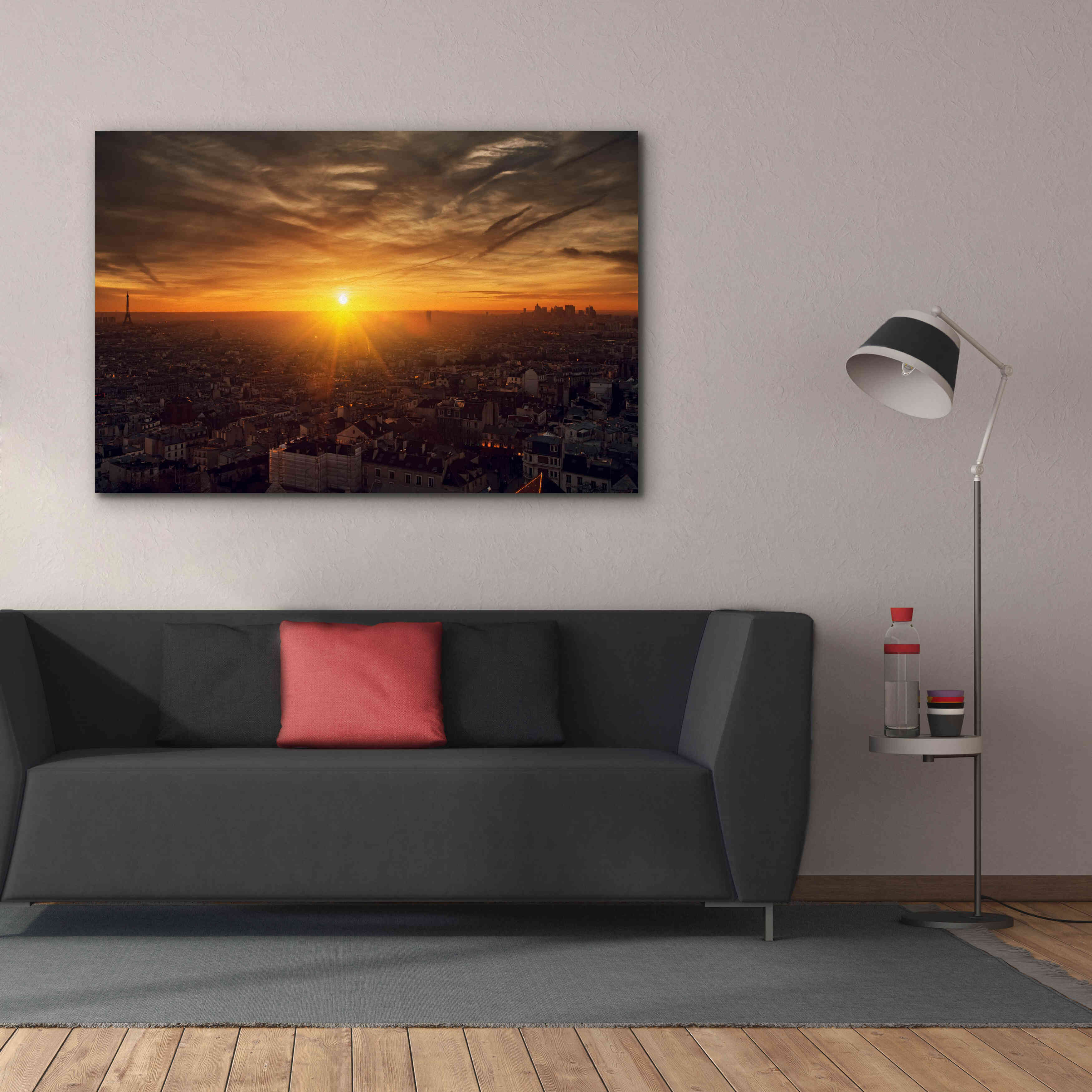 'Paris Sunset' by Sebastien Lory, Giclee Canvas Wall Art,60 x 40