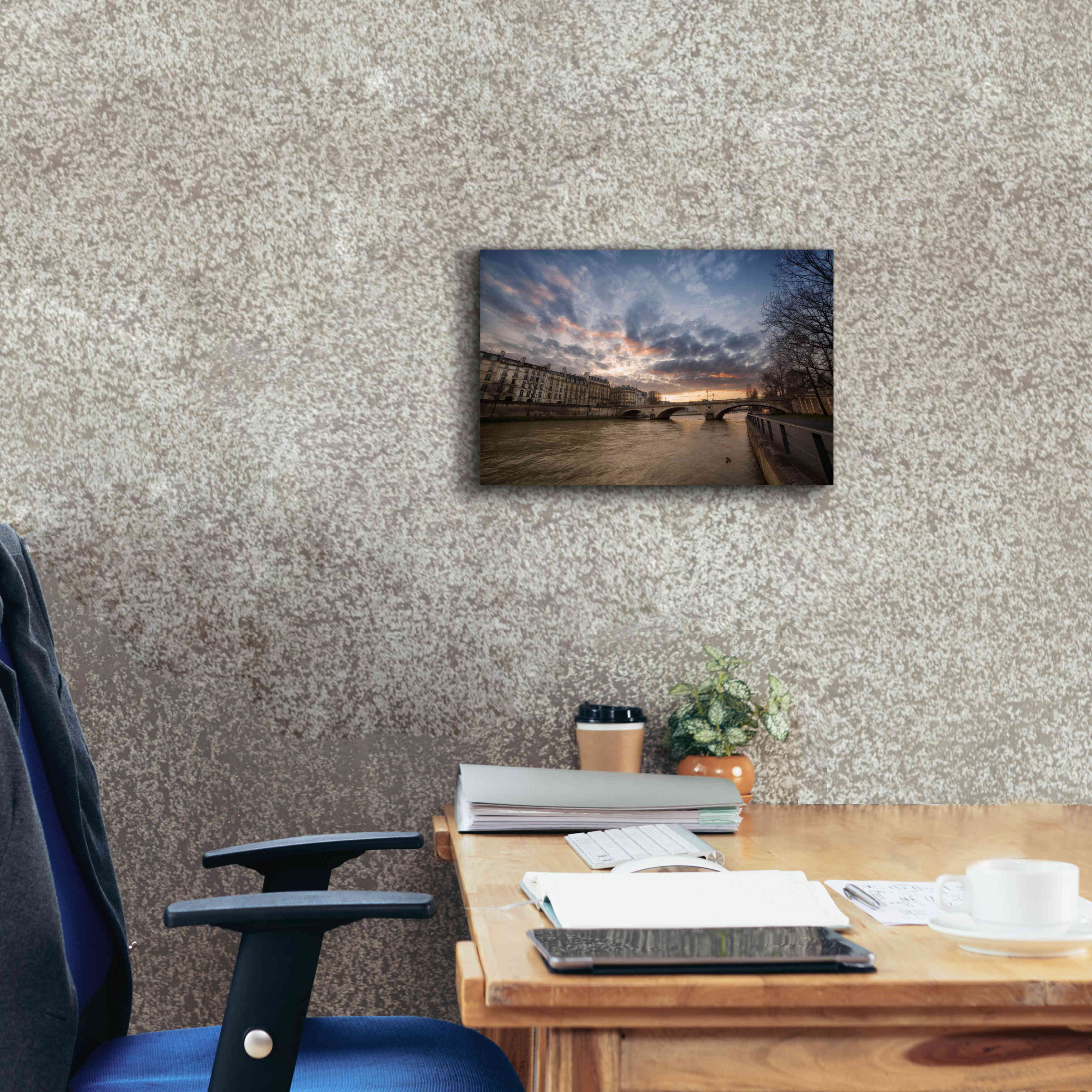 'Paris, End Of A Day' by Sebastien Lory, Giclee Canvas Wall Art,18 x 12