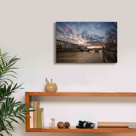 Image of 'Paris, End Of A Day' by Sebastien Lory, Giclee Canvas Wall Art,18 x 12