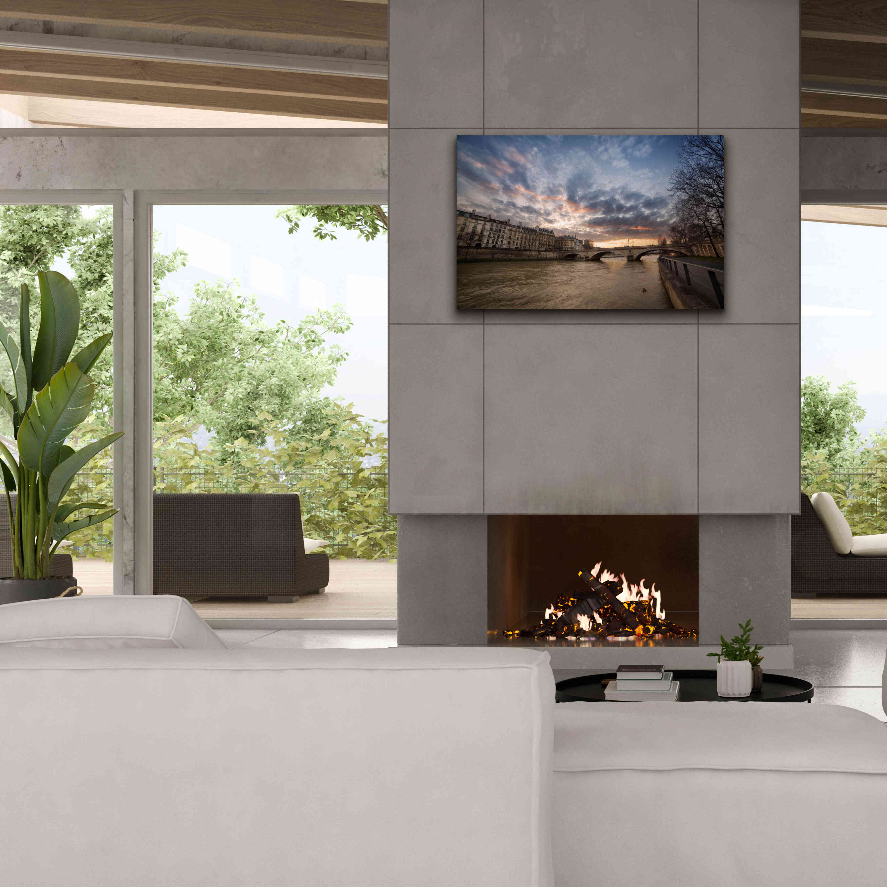 'Paris, End Of A Day' by Sebastien Lory, Giclee Canvas Wall Art,40 x 26