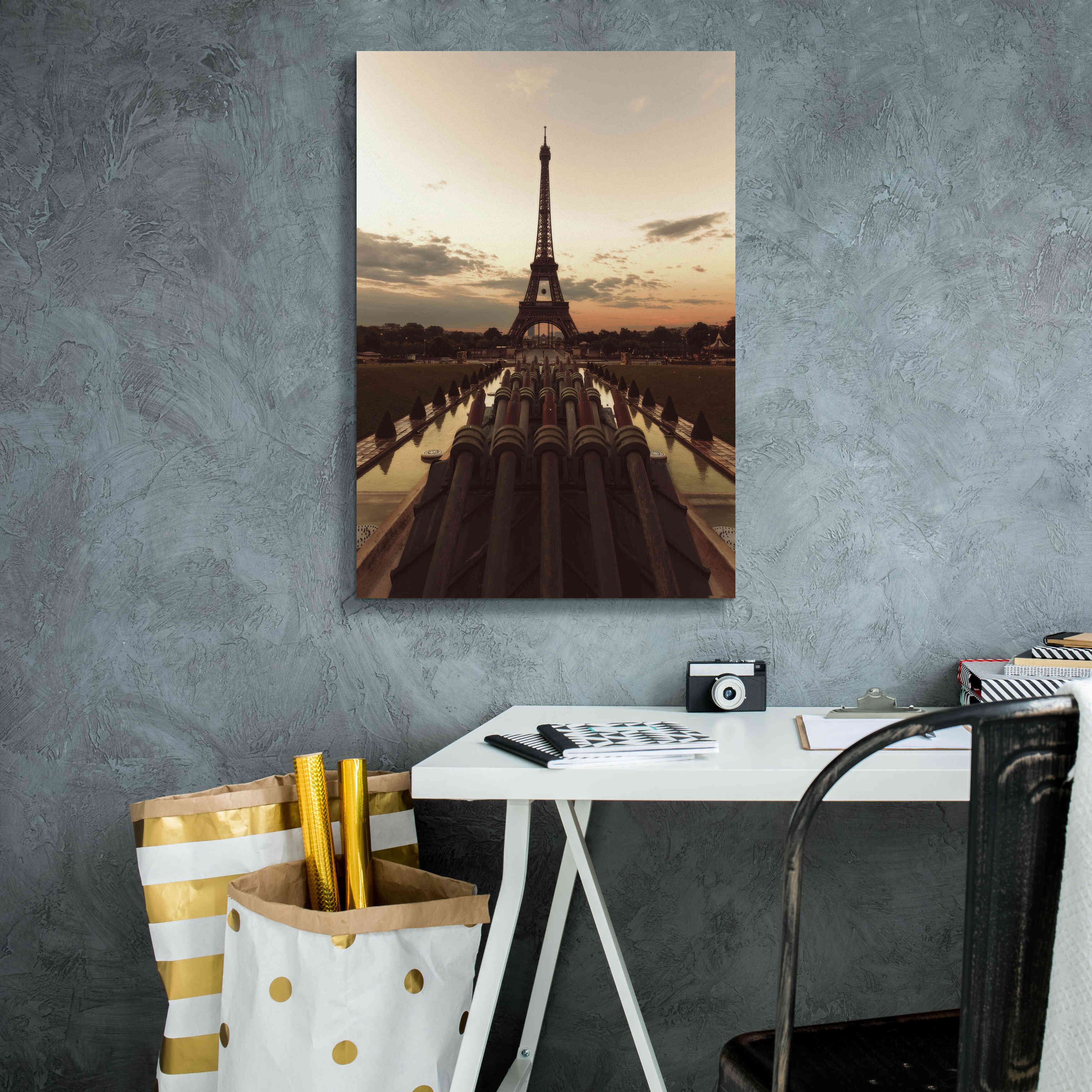 'Fire Eiffel tOWER' by Sebastien Lory, Giclee Canvas Wall Art,18 x 26