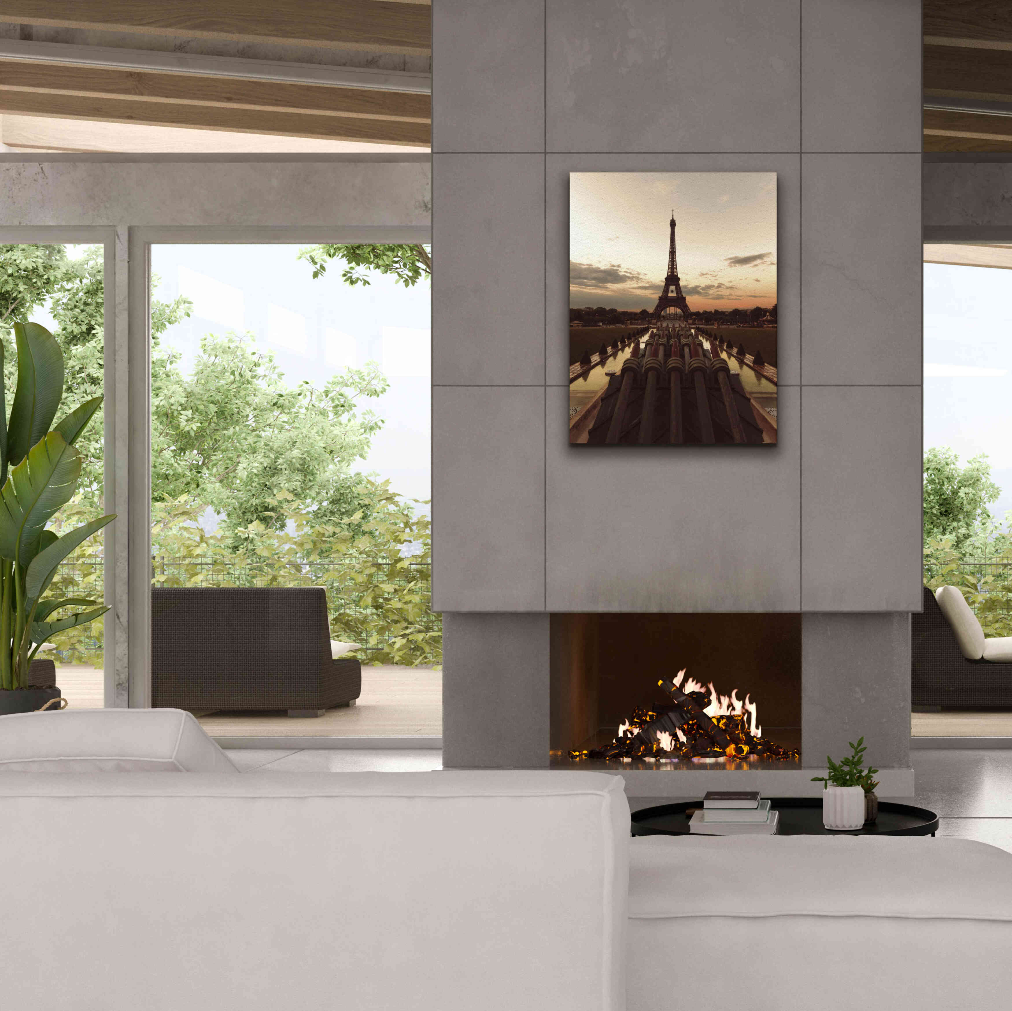 'Fire Eiffel tOWER' by Sebastien Lory, Giclee Canvas Wall Art,26 x 34