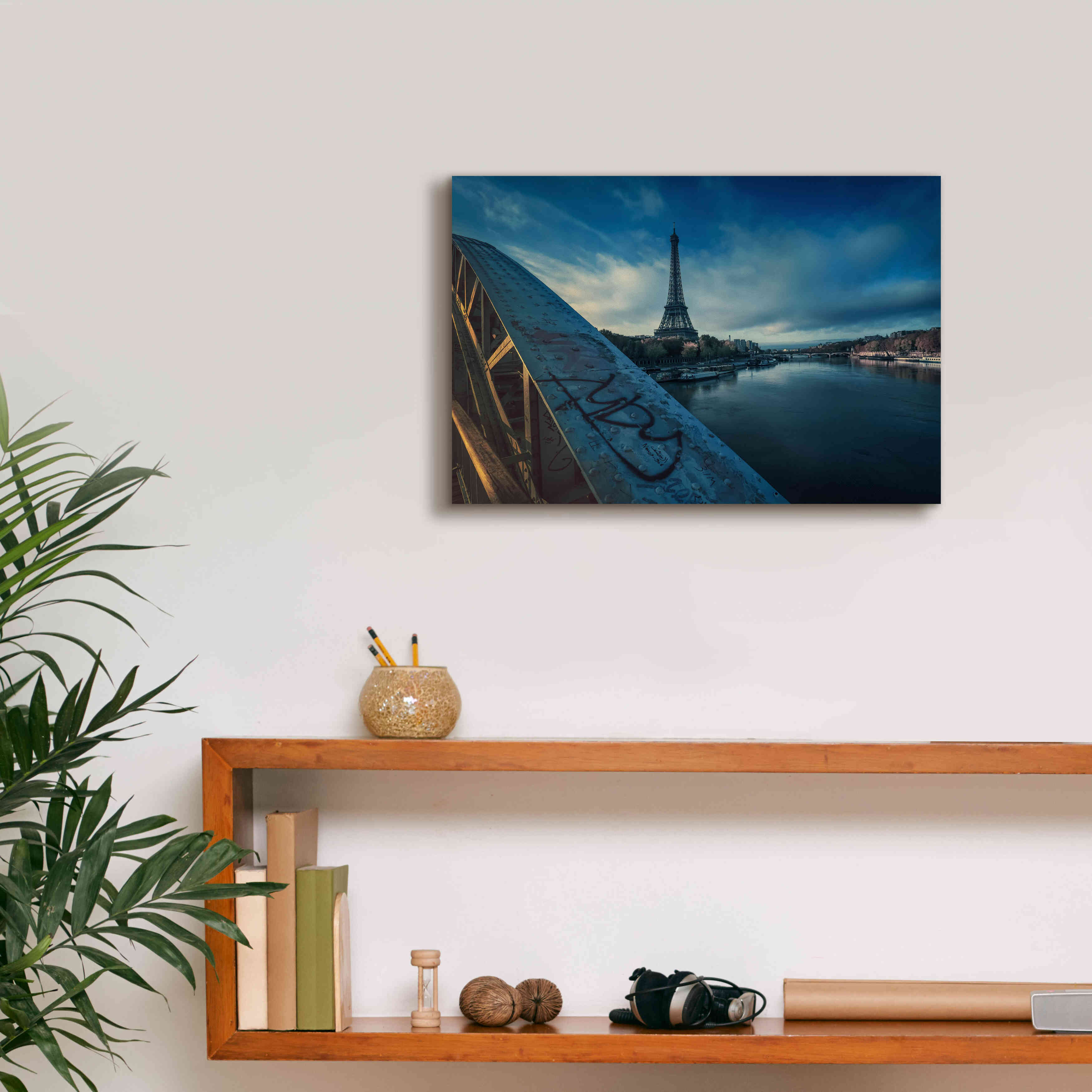 'Blue Eiffel Tower' by Sebastien Lory, Giclee Canvas Wall Art,18 x 12