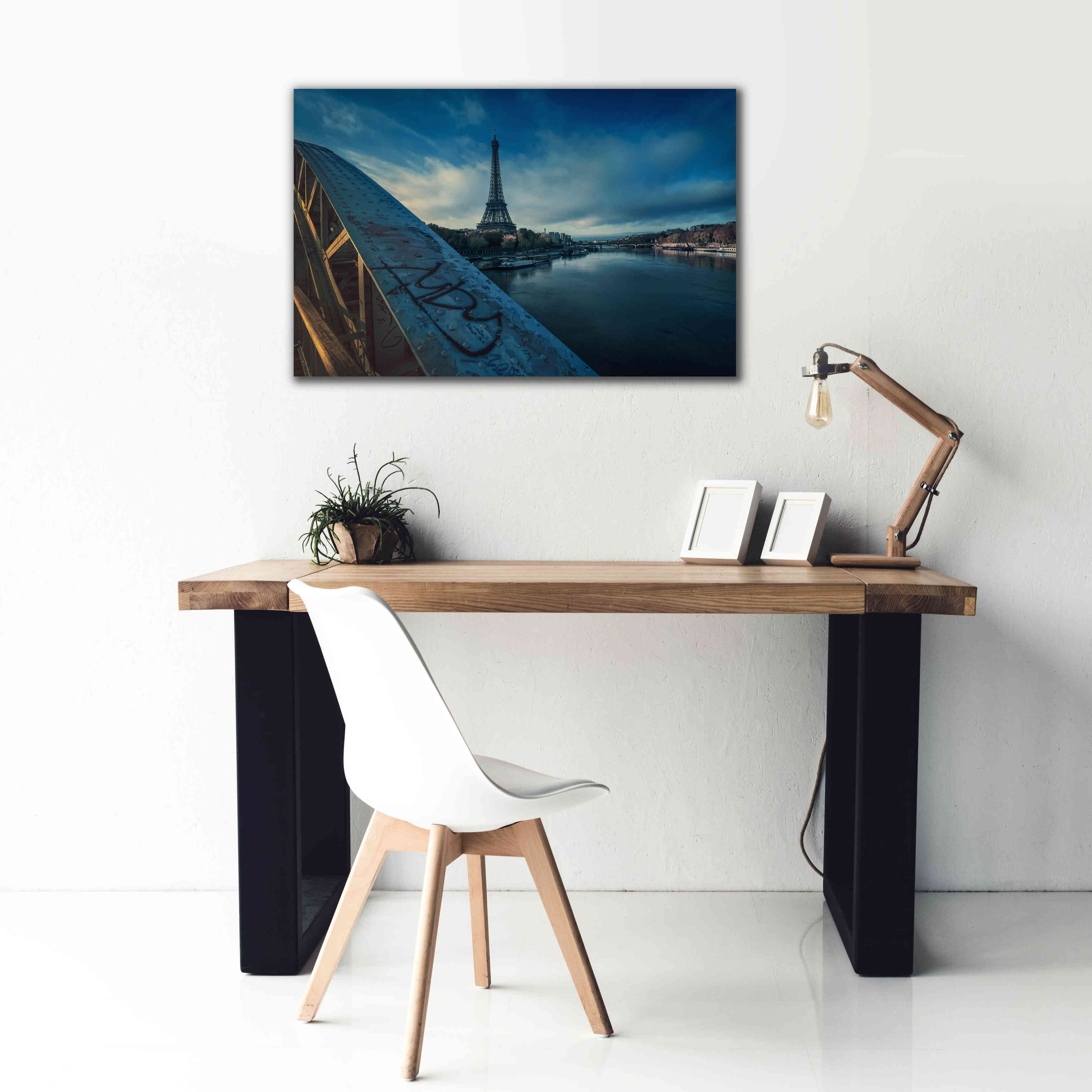 'Blue Eiffel Tower' by Sebastien Lory, Giclee Canvas Wall Art,40 x 26