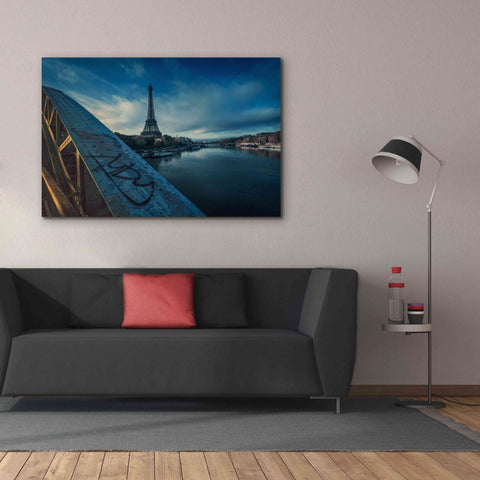 Image of 'Blue Eiffel Tower' by Sebastien Lory, Giclee Canvas Wall Art,60 x 40