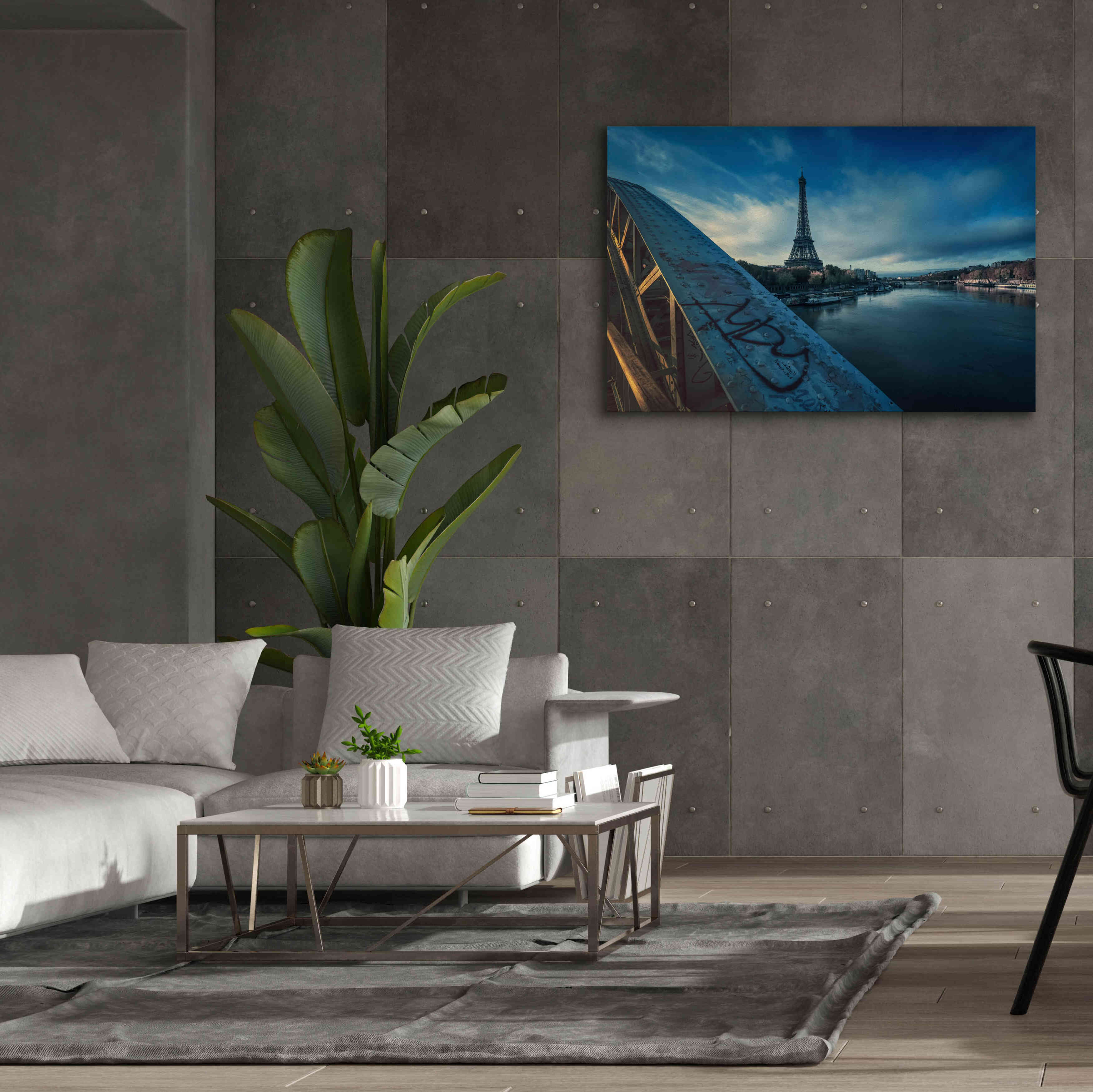 'Blue Eiffel Tower' by Sebastien Lory, Giclee Canvas Wall Art,60 x 40