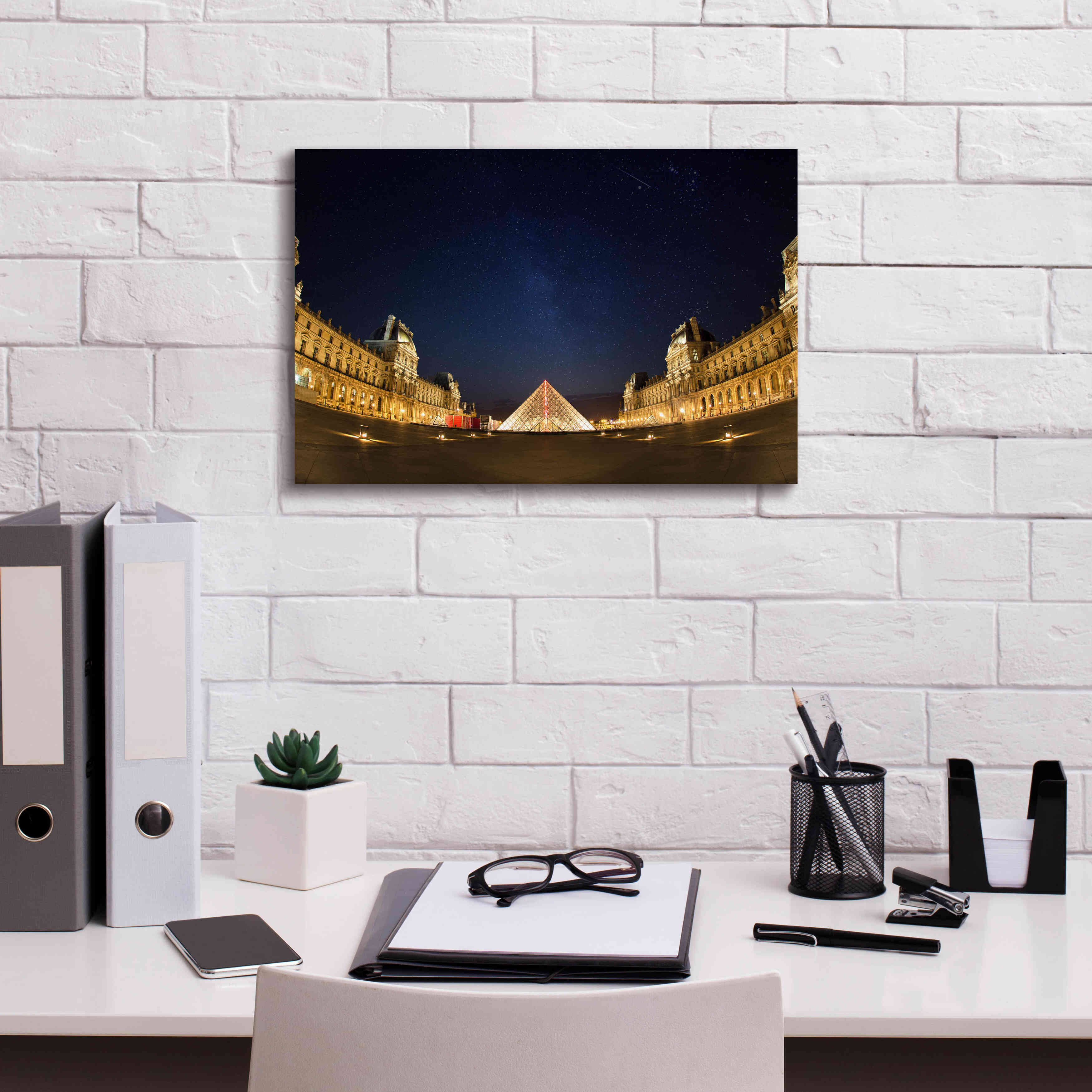 'Lourve Museum Nights' by Sebastien Lory, Giclee Canvas Wall Art,18 x 12