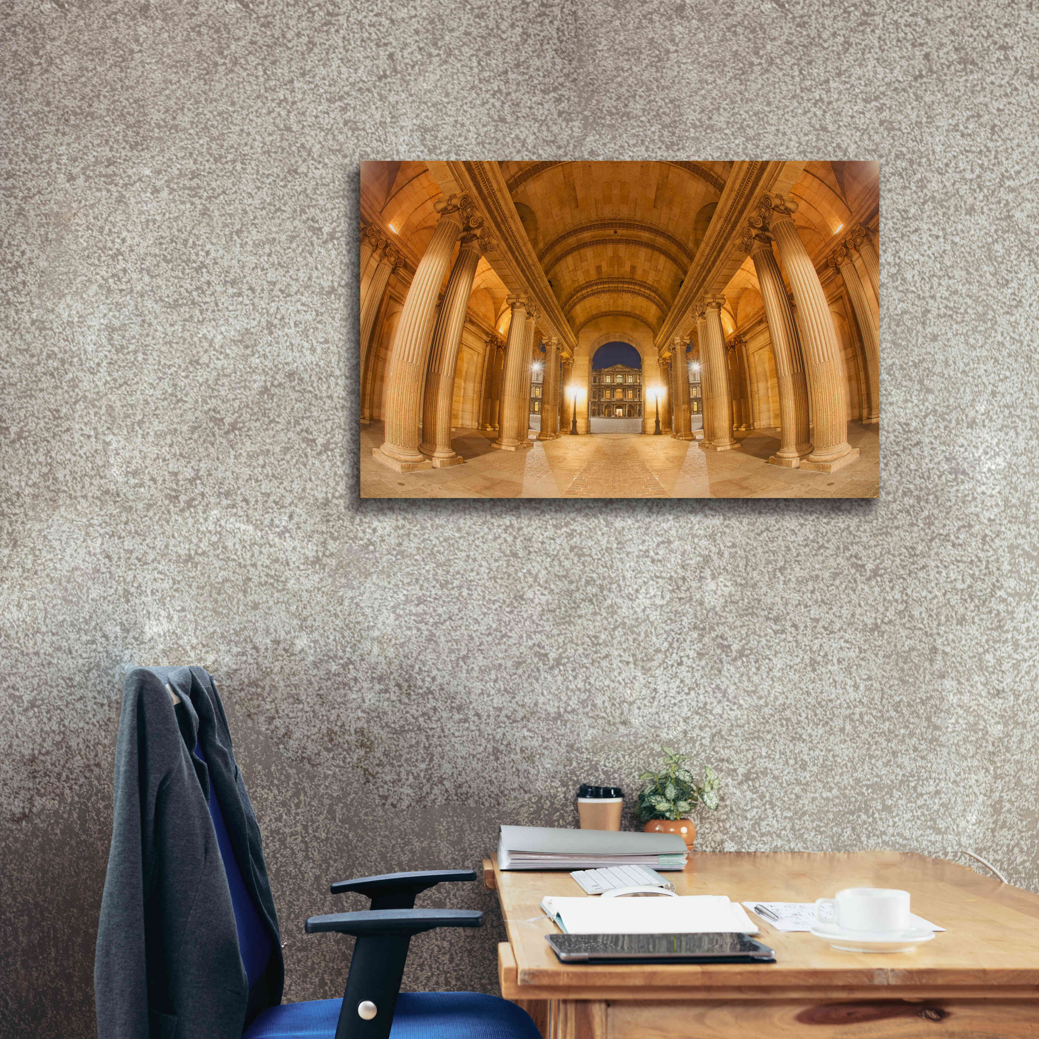 'Golden Columns' by Sebastien Lory, Giclee Canvas Wall Art,40 x 26