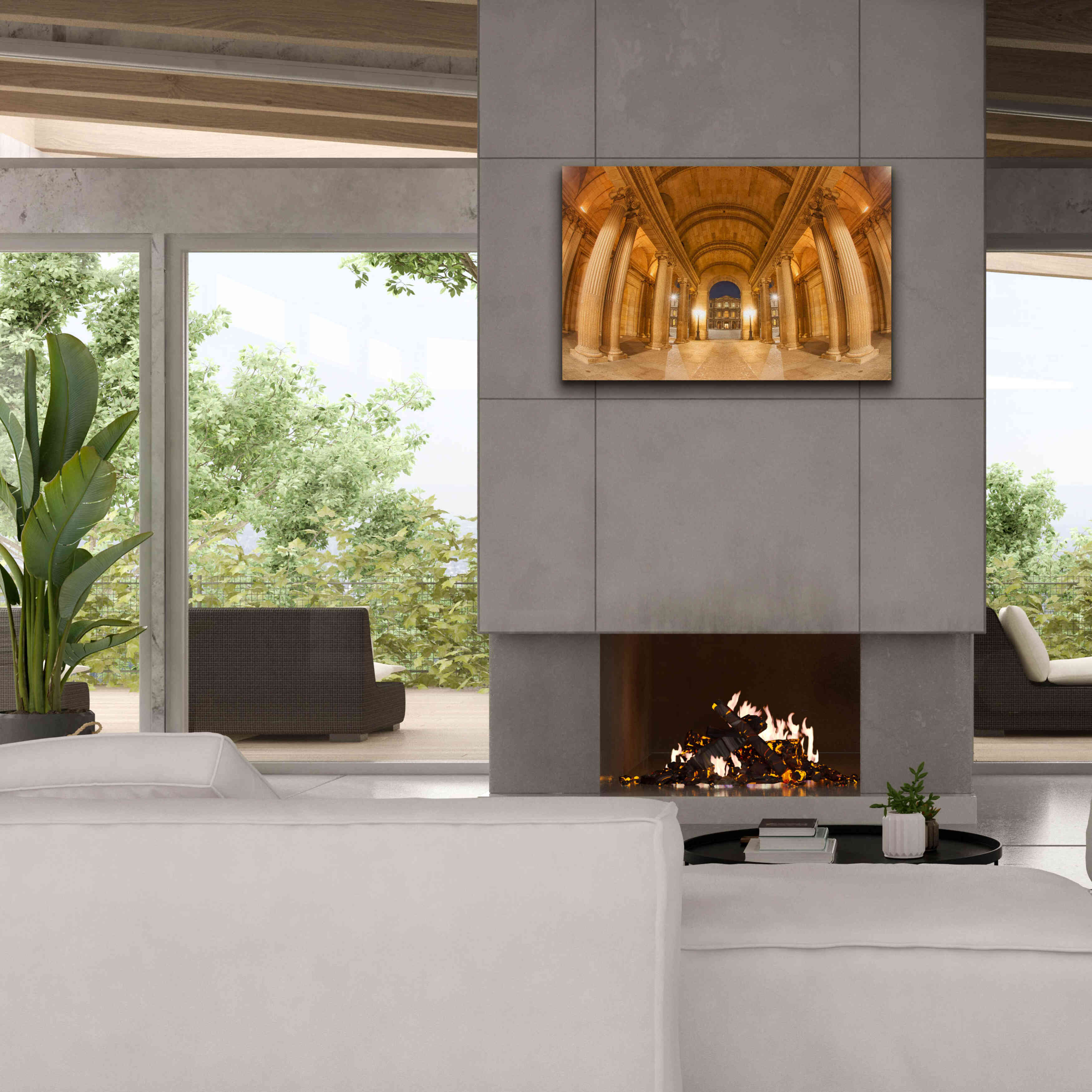 'Golden Columns' by Sebastien Lory, Giclee Canvas Wall Art,40 x 26