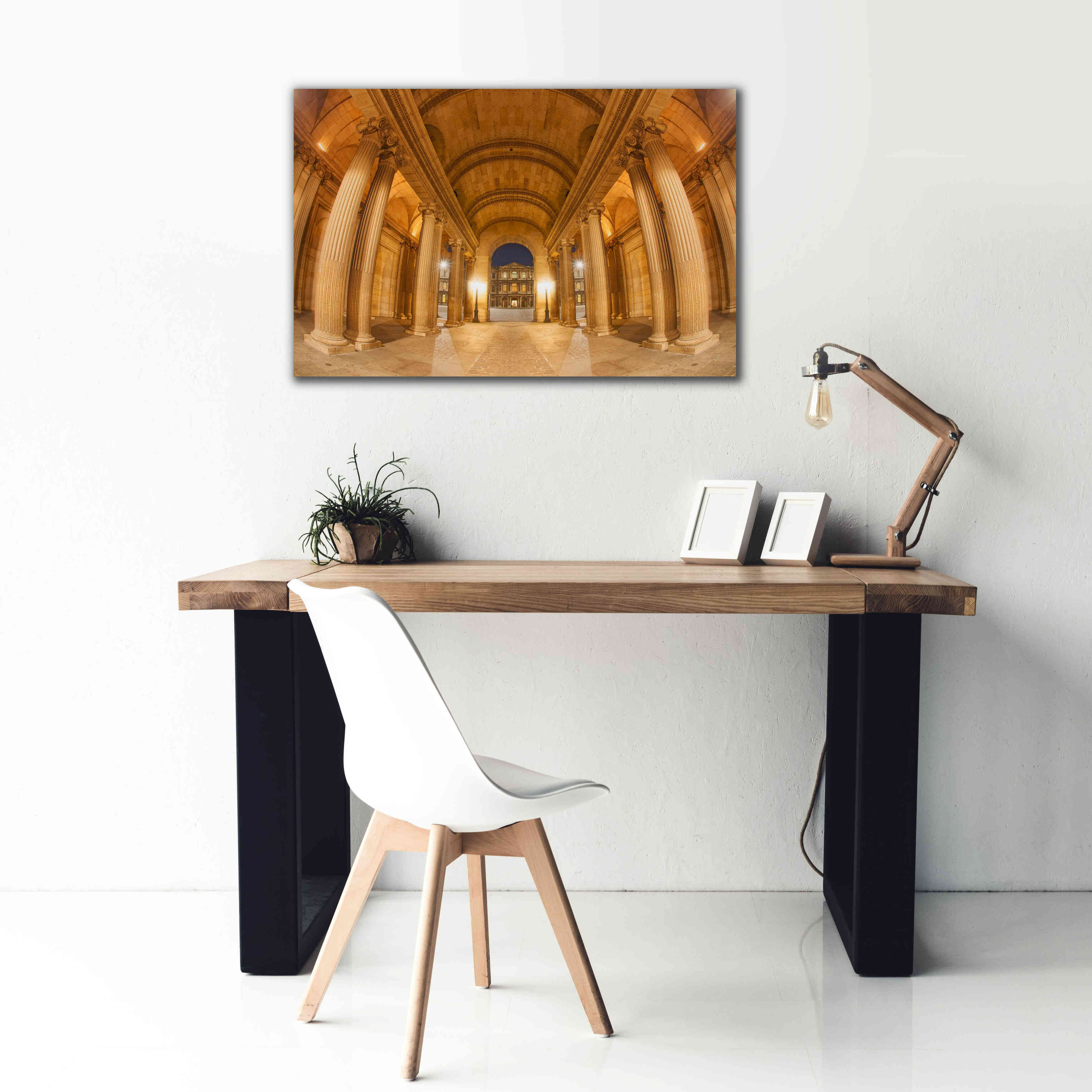 'Golden Columns' by Sebastien Lory, Giclee Canvas Wall Art,40 x 26