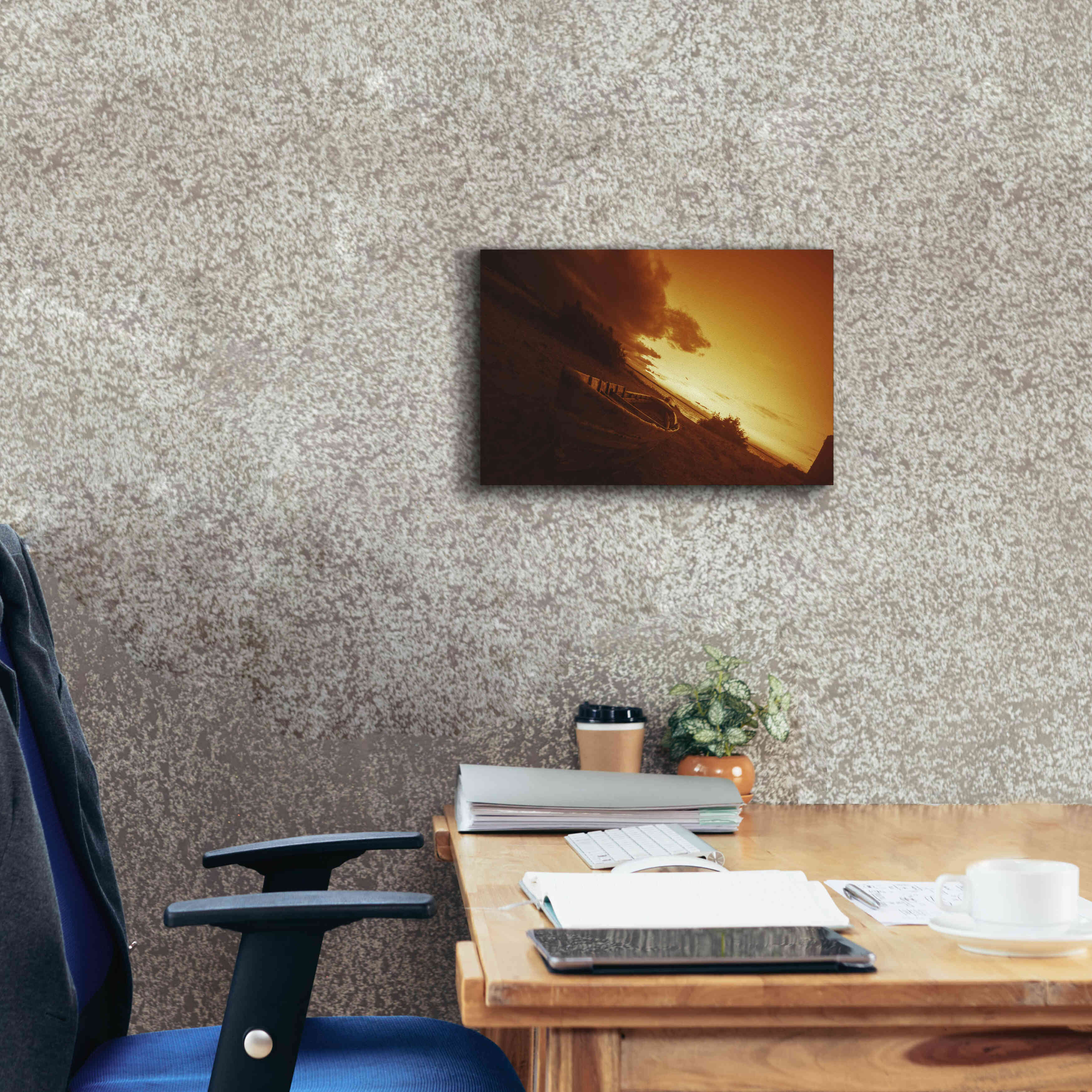 'Golden Sunset by the Lake' by Sebastien Lory, Giclee Canvas Wall Art,18 x 12