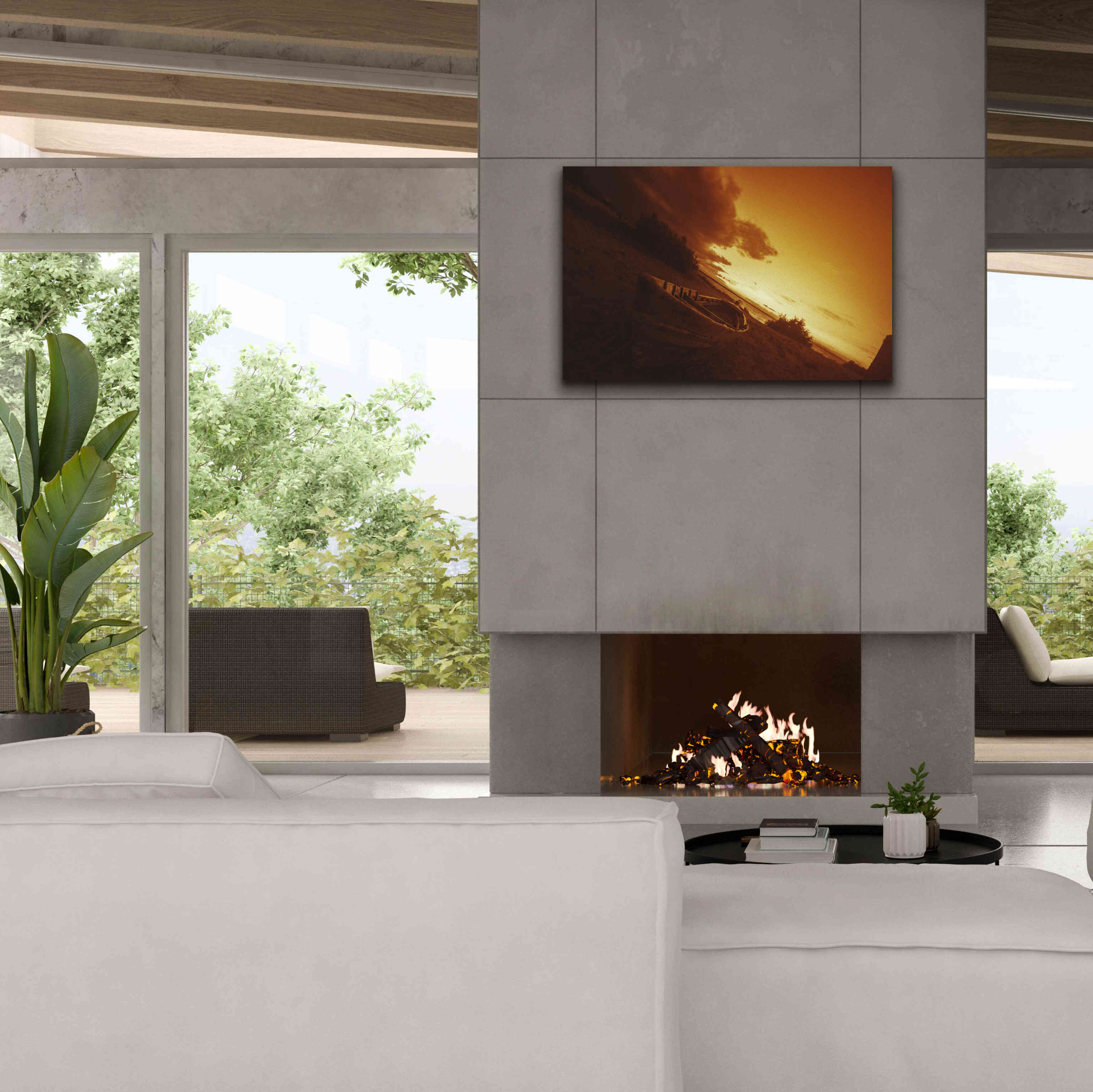 'Golden Sunset by the Lake' by Sebastien Lory, Giclee Canvas Wall Art,40 x 26