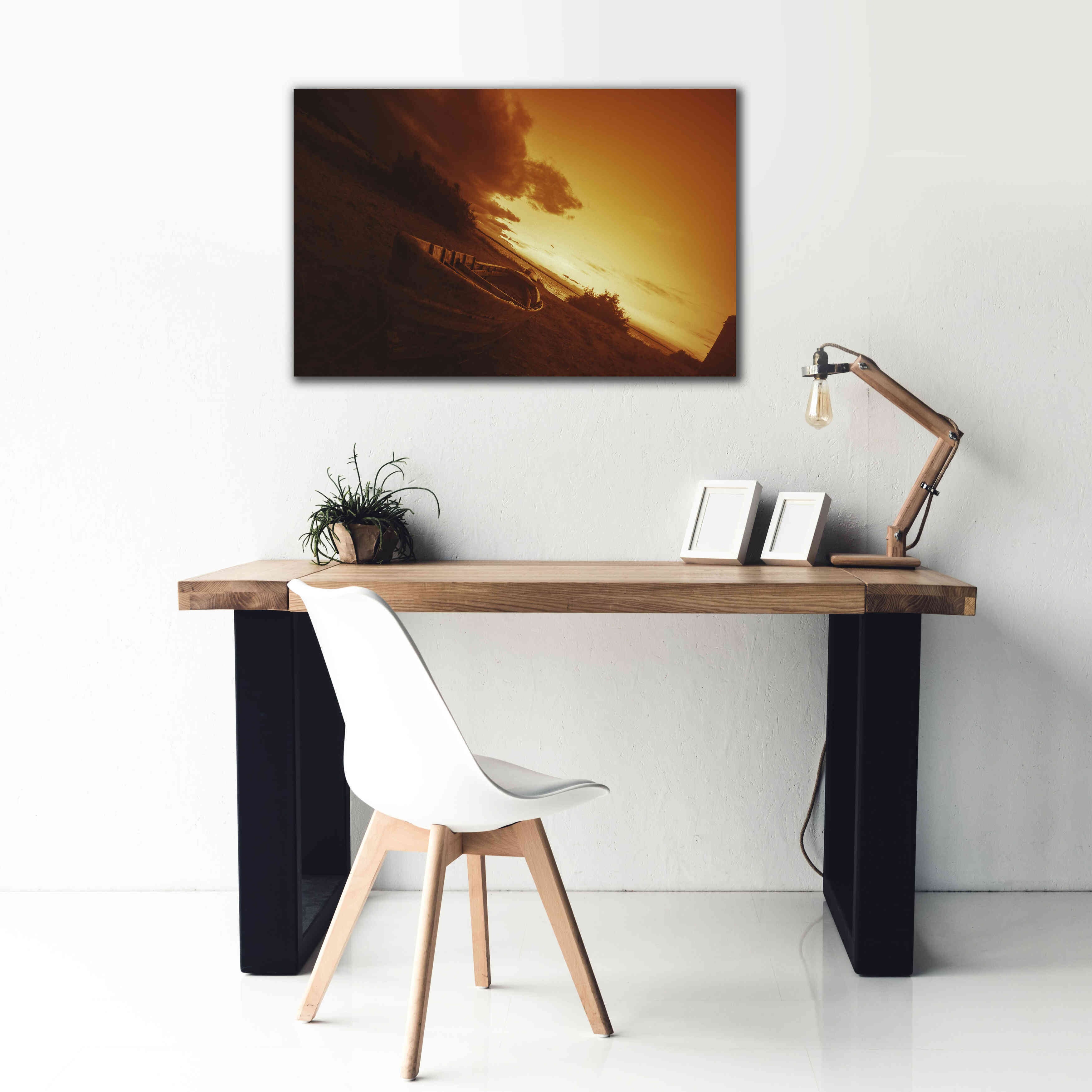 'Golden Sunset by the Lake' by Sebastien Lory, Giclee Canvas Wall Art,40 x 26