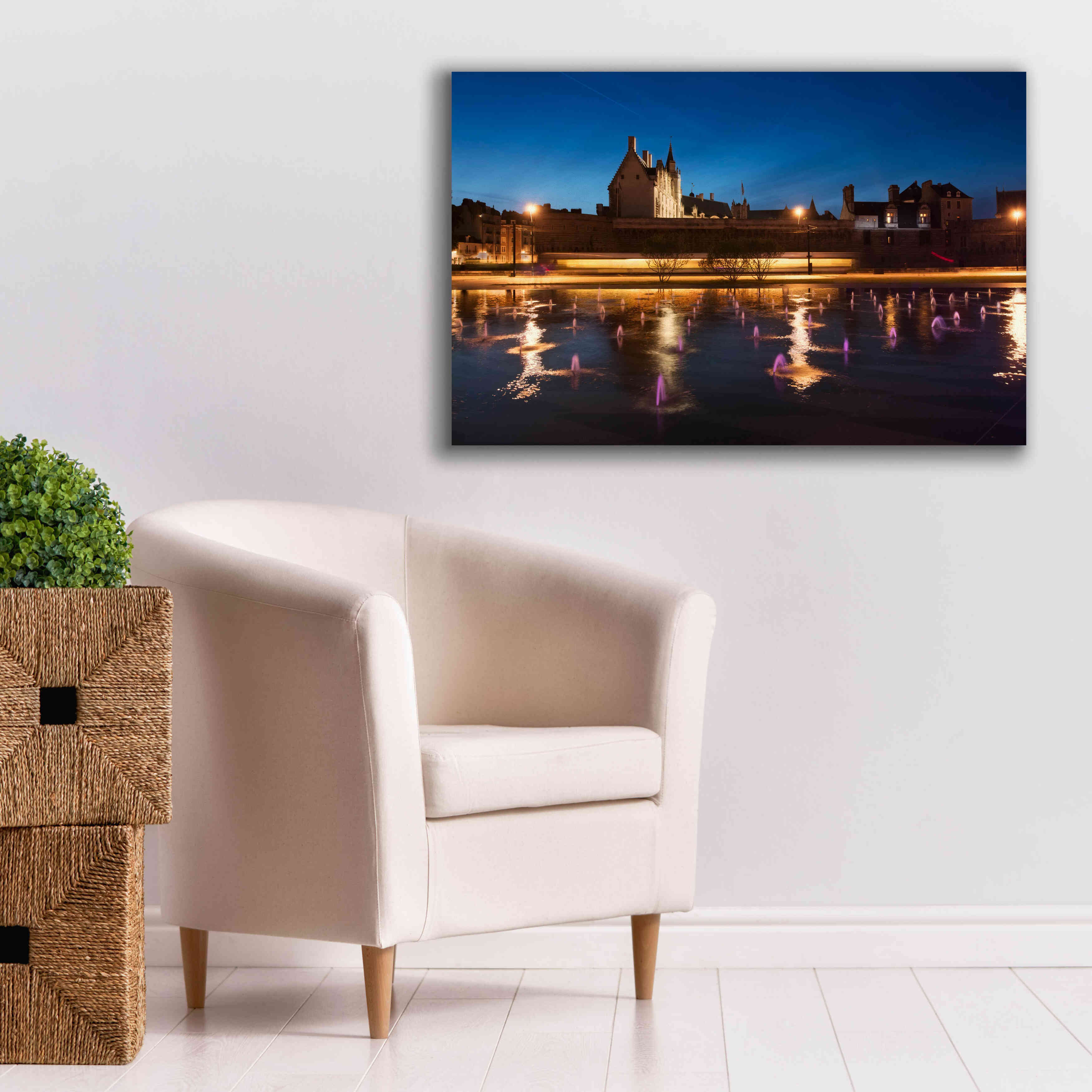 'Castle Reflections' by Sebastien Lory, Giclee Canvas Wall Art,40 x 26