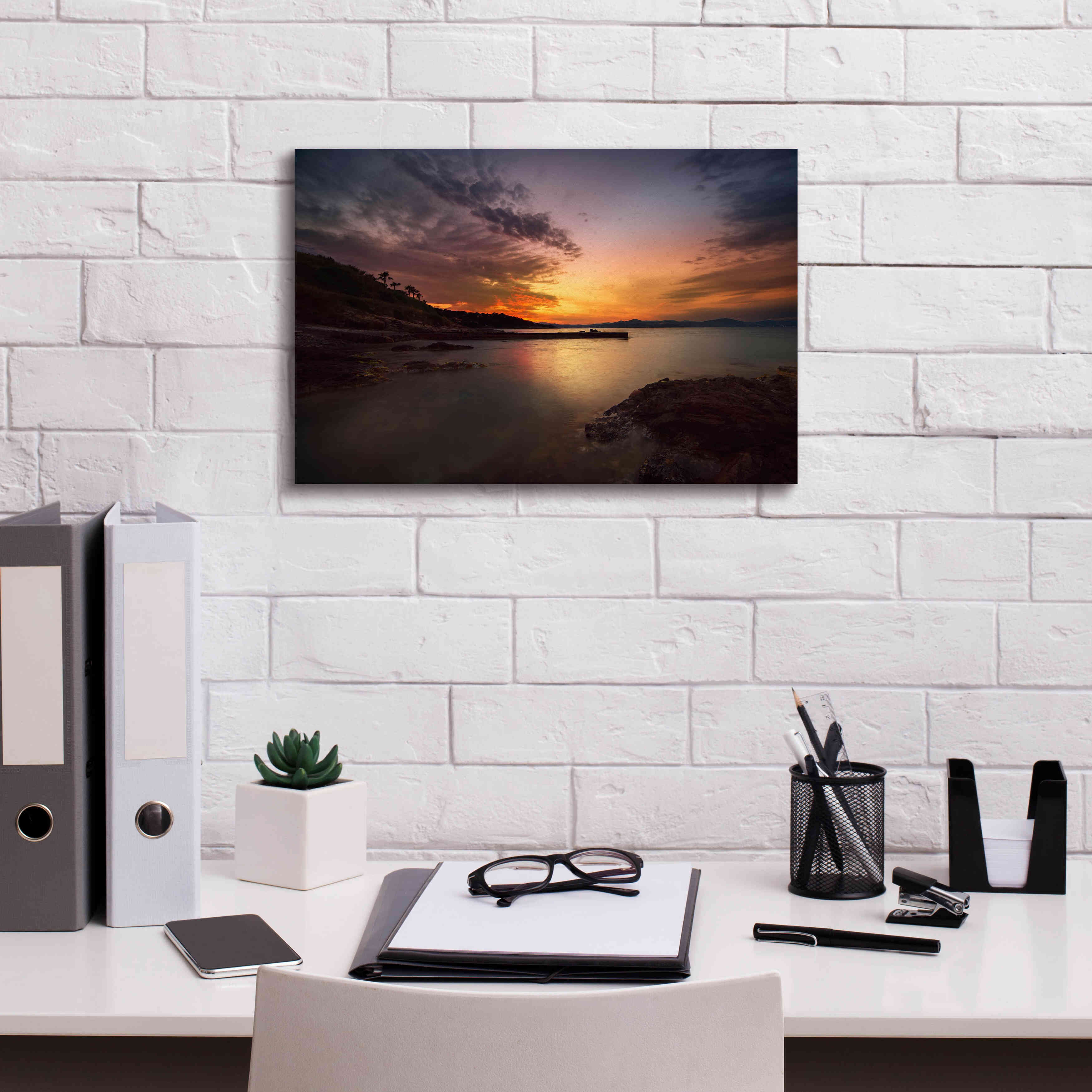 'Fiery Sunset' by Sebastien Lory, Giclee Canvas Wall Art,18 x 12