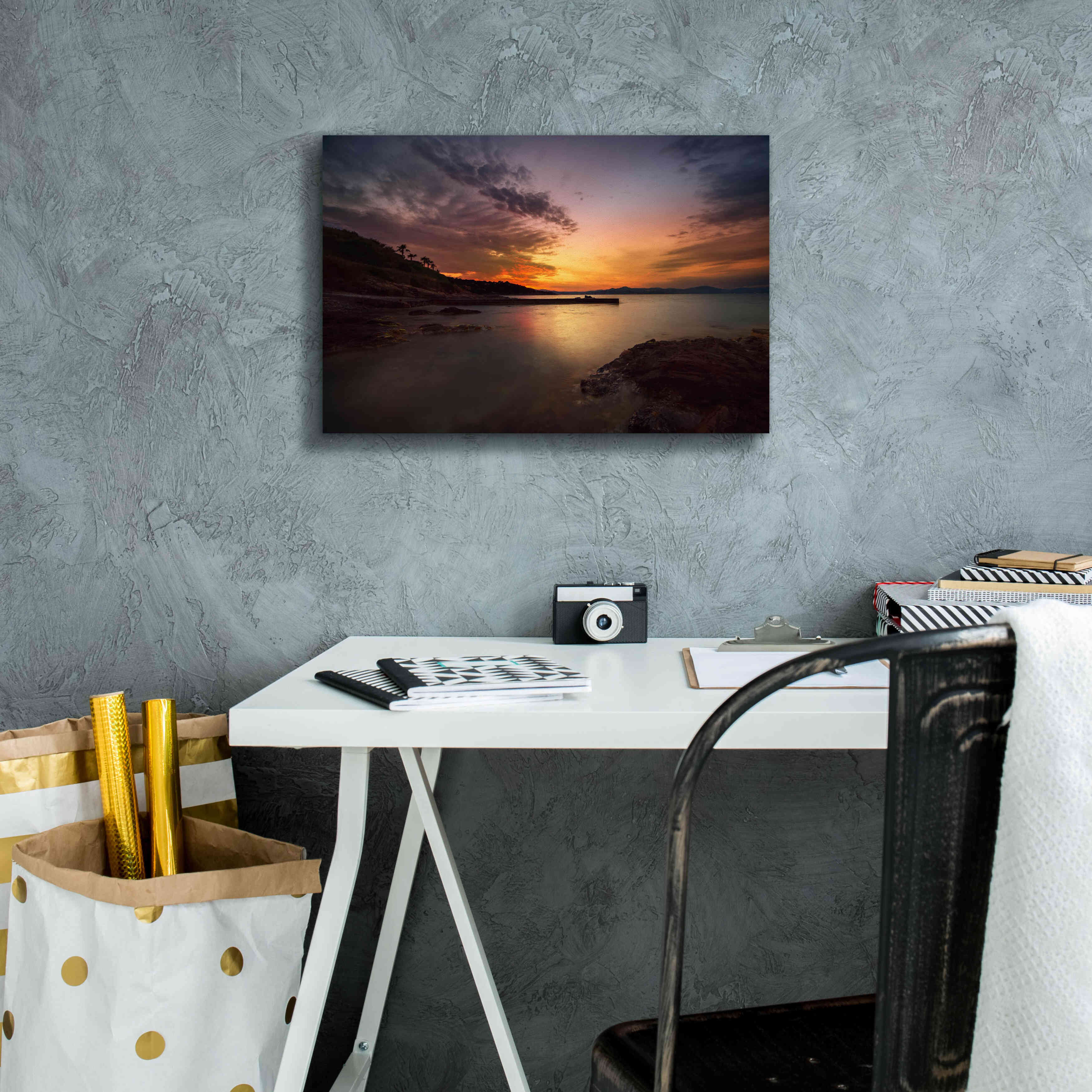 'Fiery Sunset' by Sebastien Lory, Giclee Canvas Wall Art,18 x 12