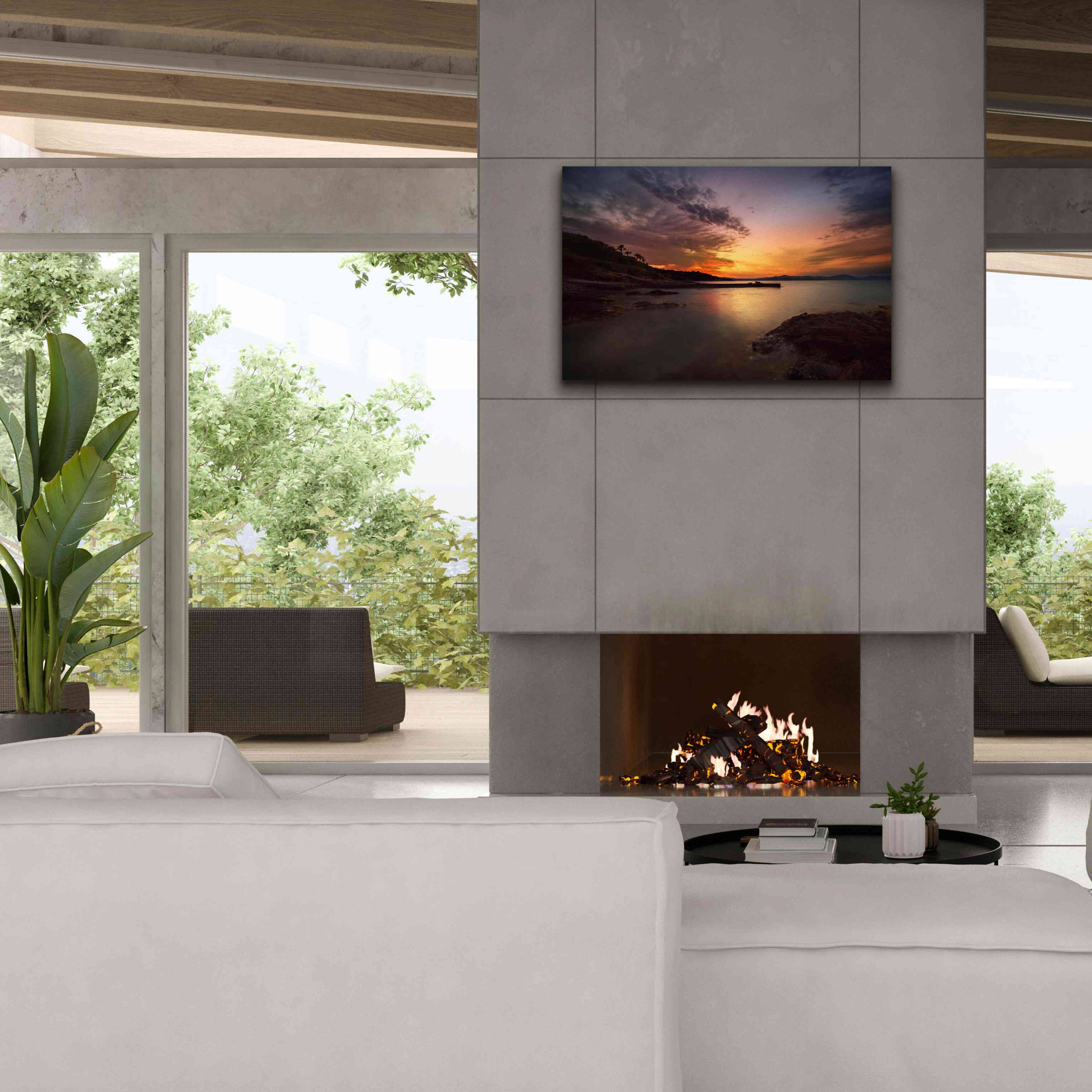 'Fiery Sunset' by Sebastien Lory, Giclee Canvas Wall Art,40 x 26