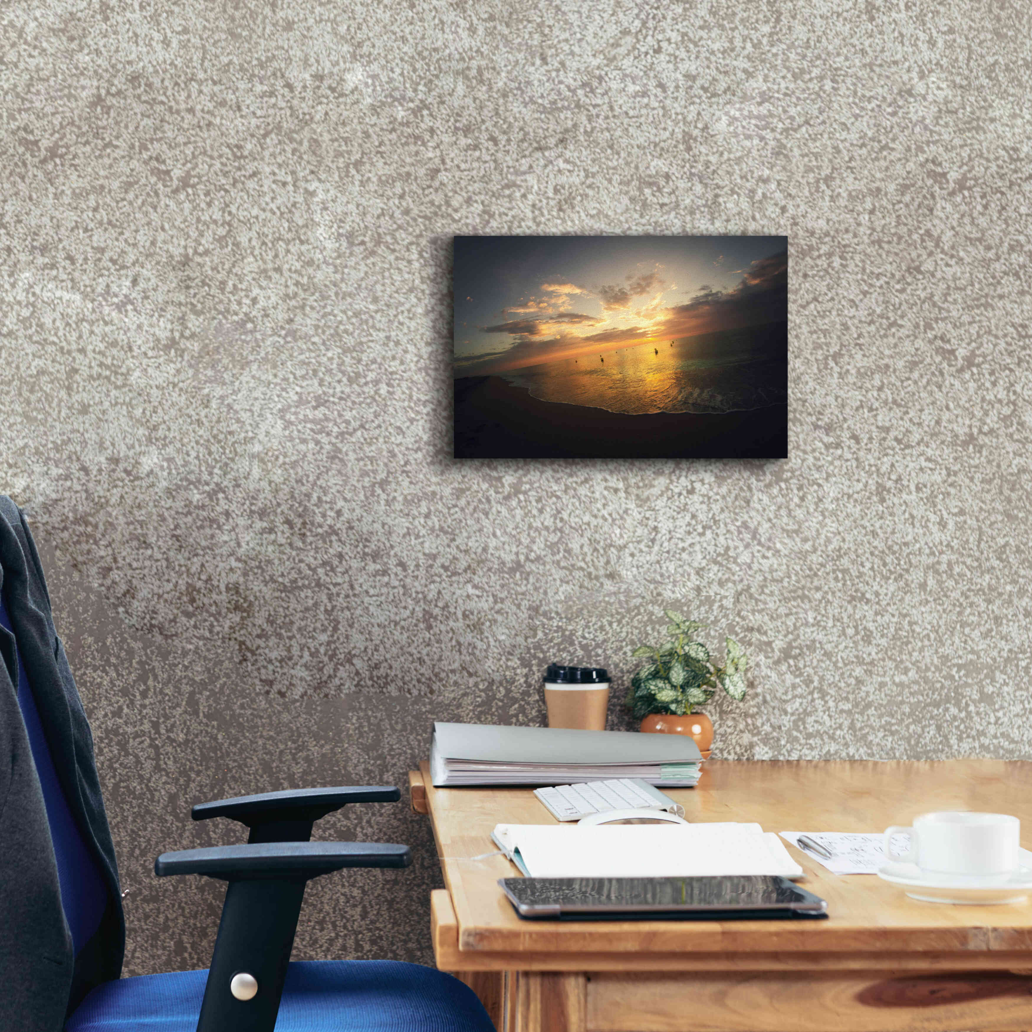 'Fiery Ocean' by Sebastien Lory, Giclee Canvas Wall Art,18 x 12