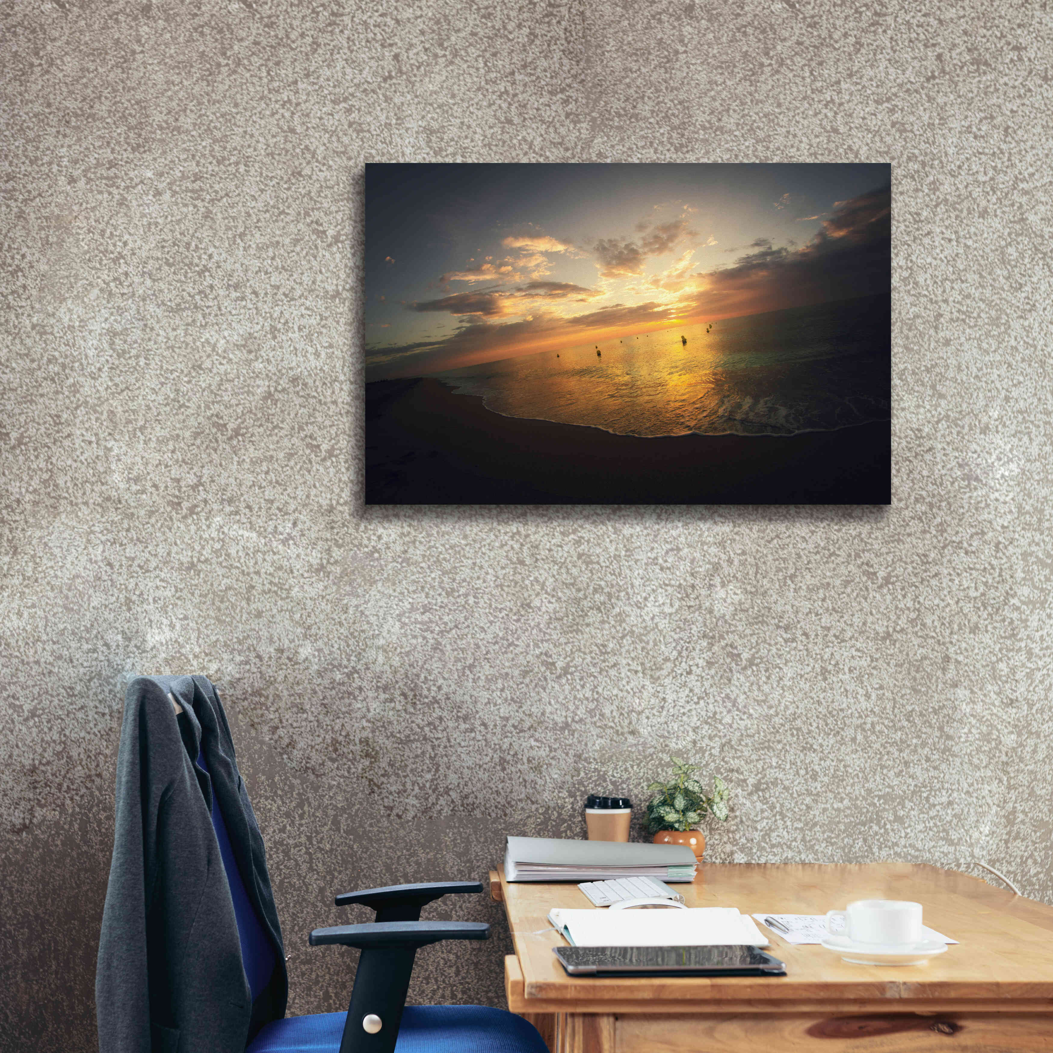 'Fiery Ocean' by Sebastien Lory, Giclee Canvas Wall Art,40 x 26