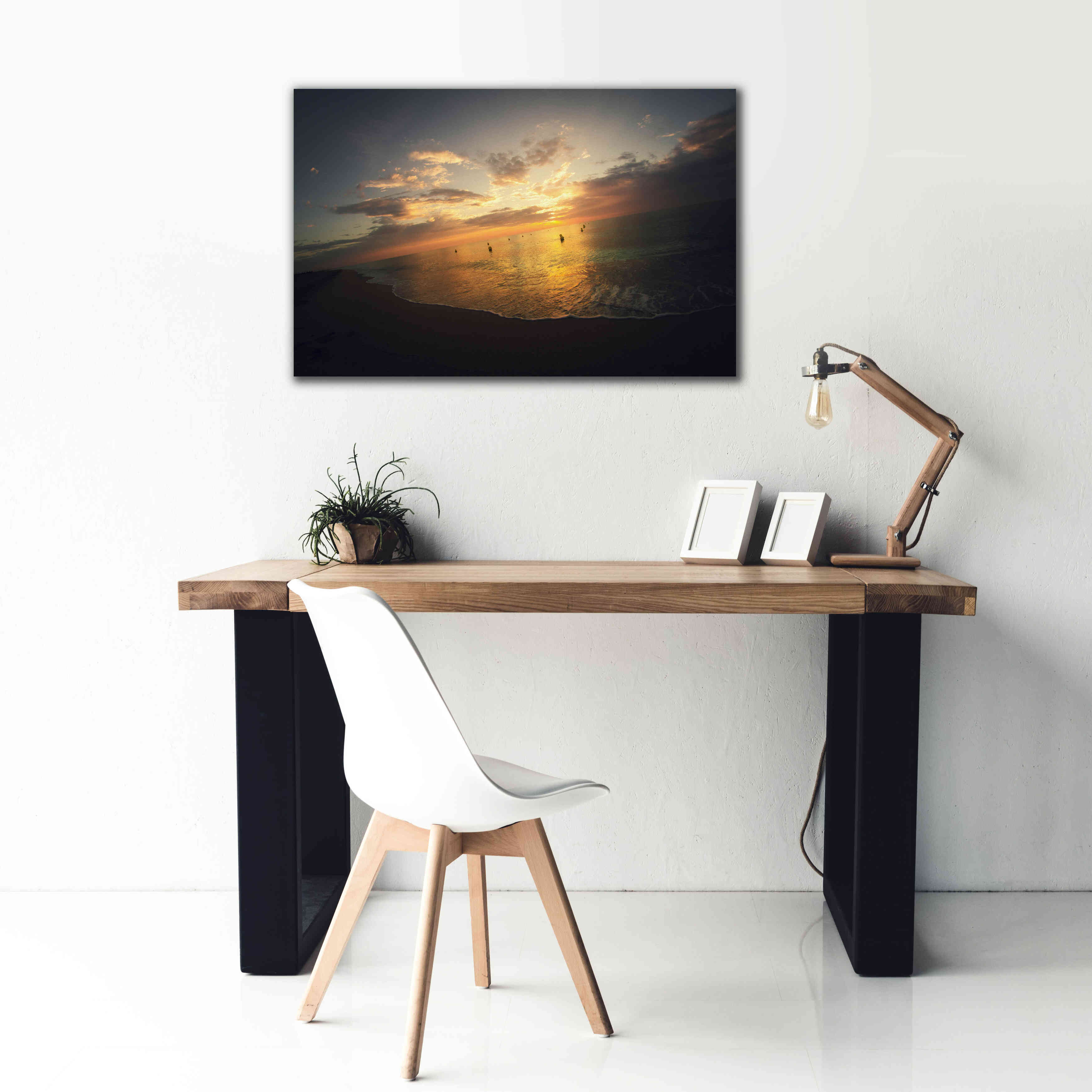 'Fiery Ocean' by Sebastien Lory, Giclee Canvas Wall Art,40 x 26