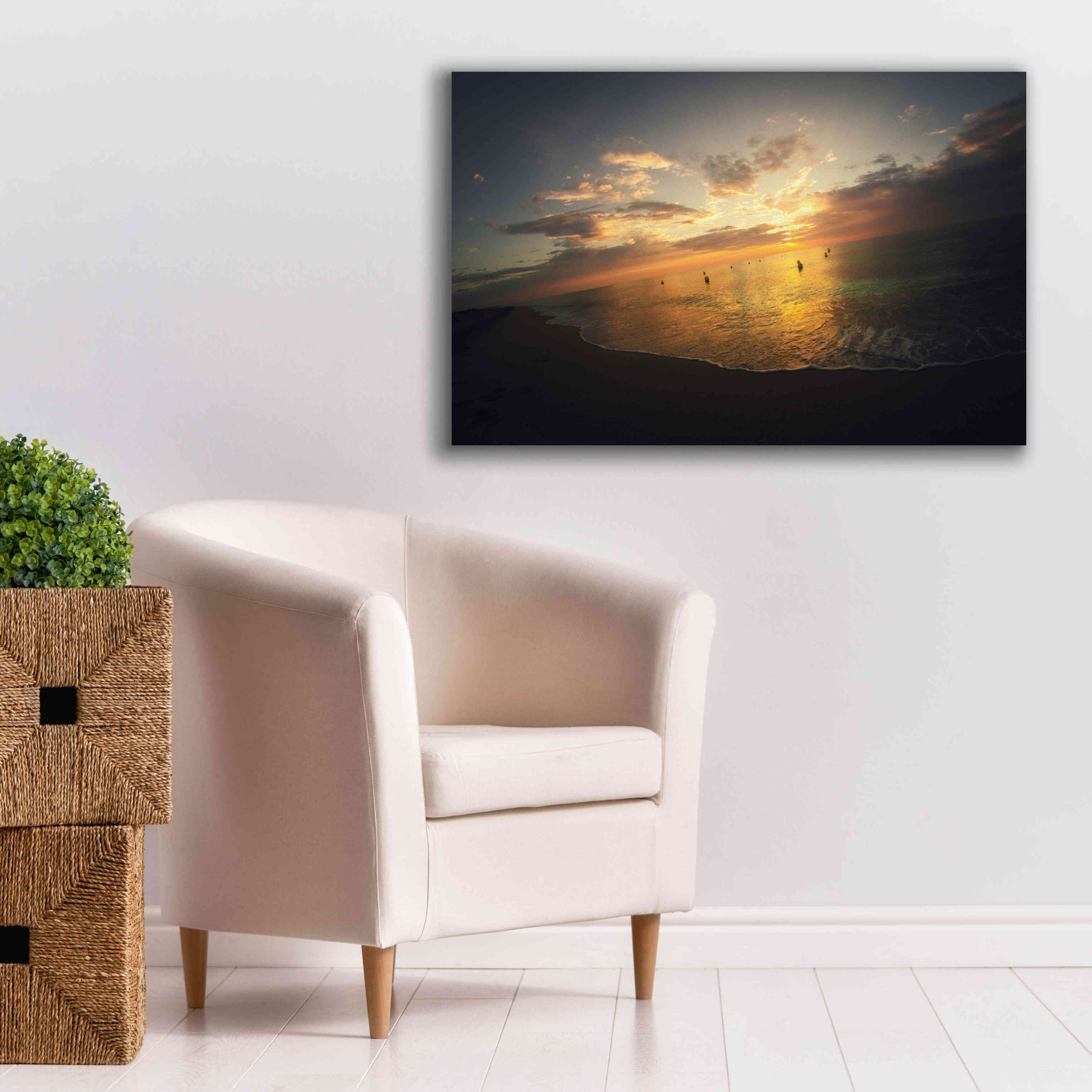 'Fiery Ocean' by Sebastien Lory, Giclee Canvas Wall Art,40 x 26