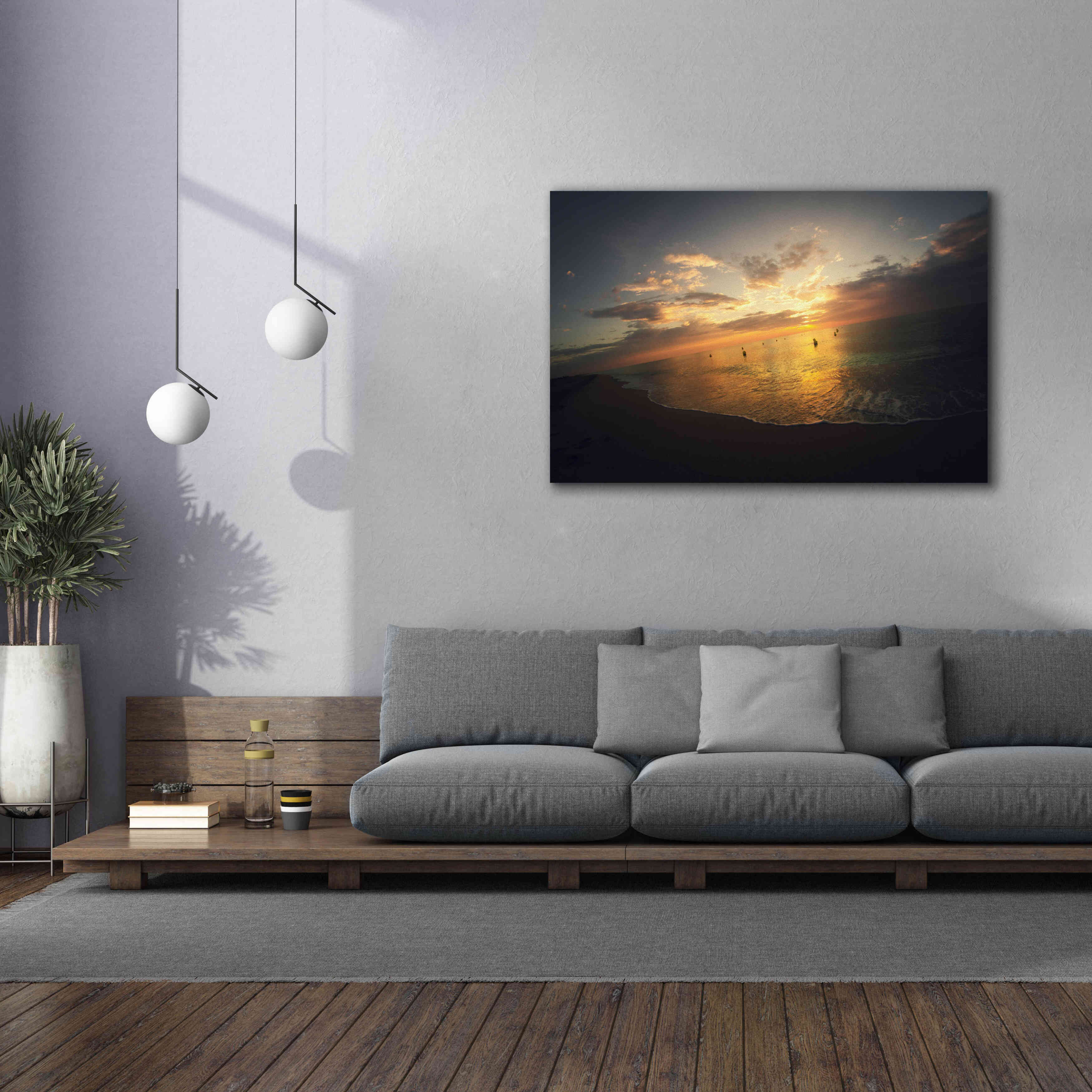 'Fiery Ocean' by Sebastien Lory, Giclee Canvas Wall Art,60 x 40
