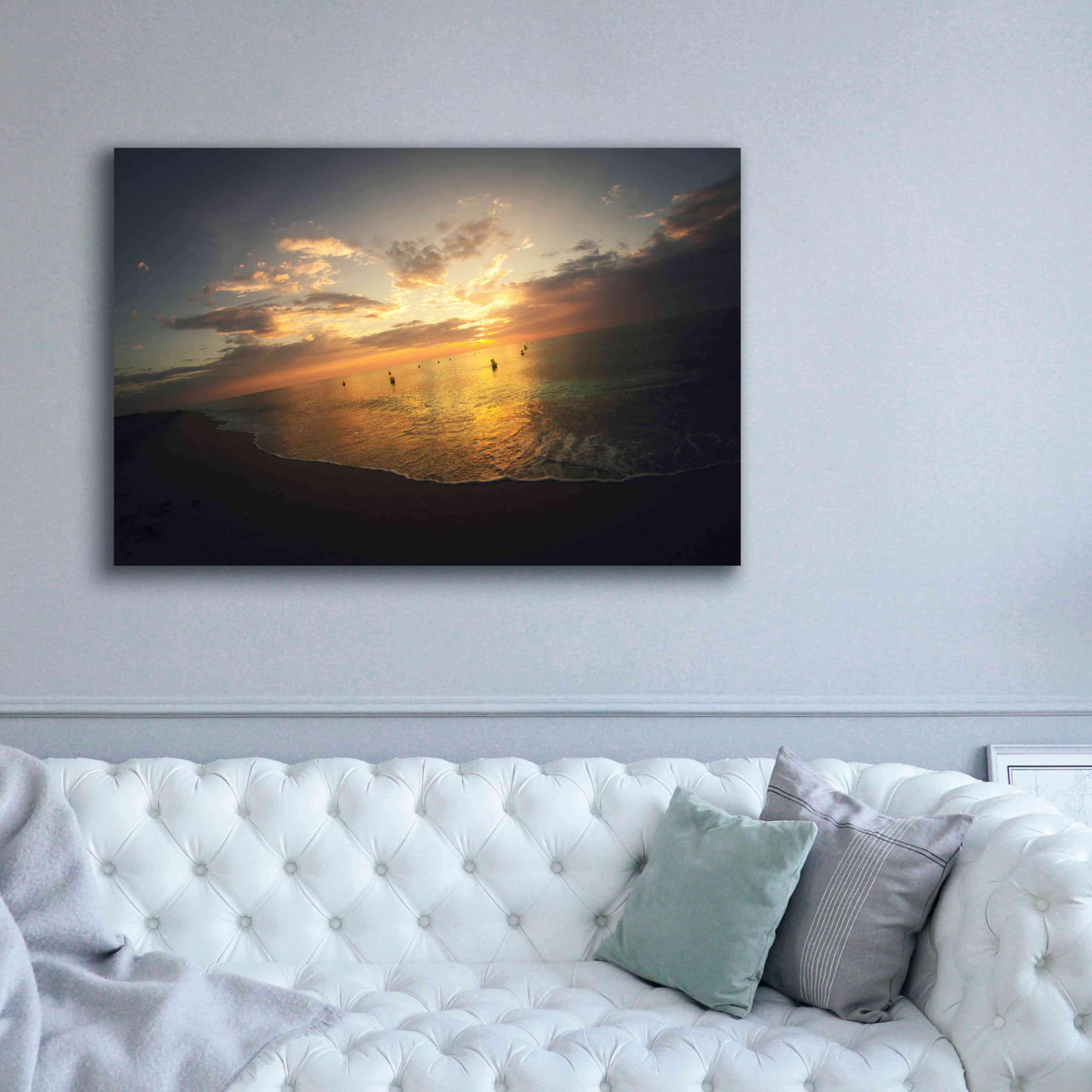 'Fiery Ocean' by Sebastien Lory, Giclee Canvas Wall Art,60 x 40