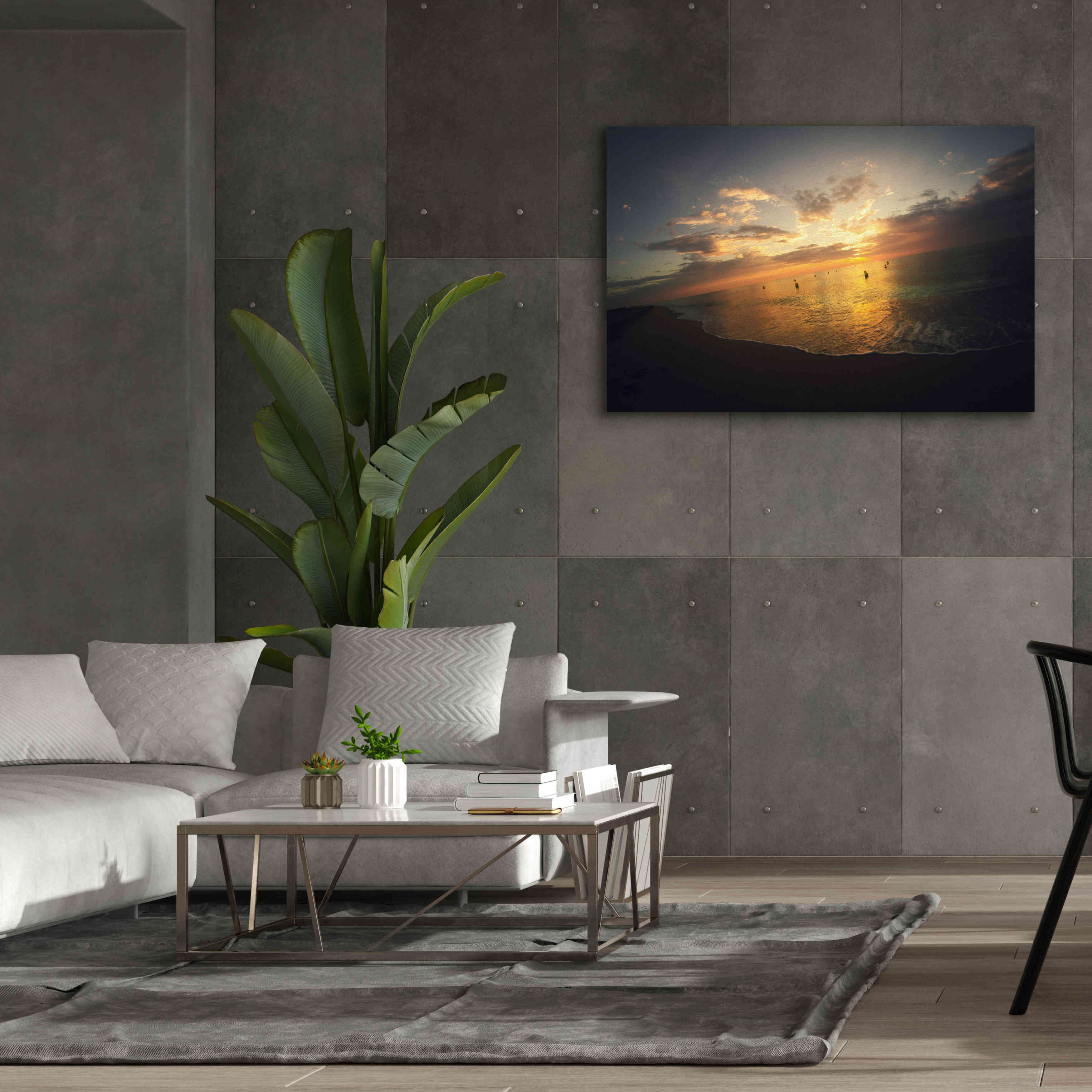 'Fiery Ocean' by Sebastien Lory, Giclee Canvas Wall Art,60 x 40