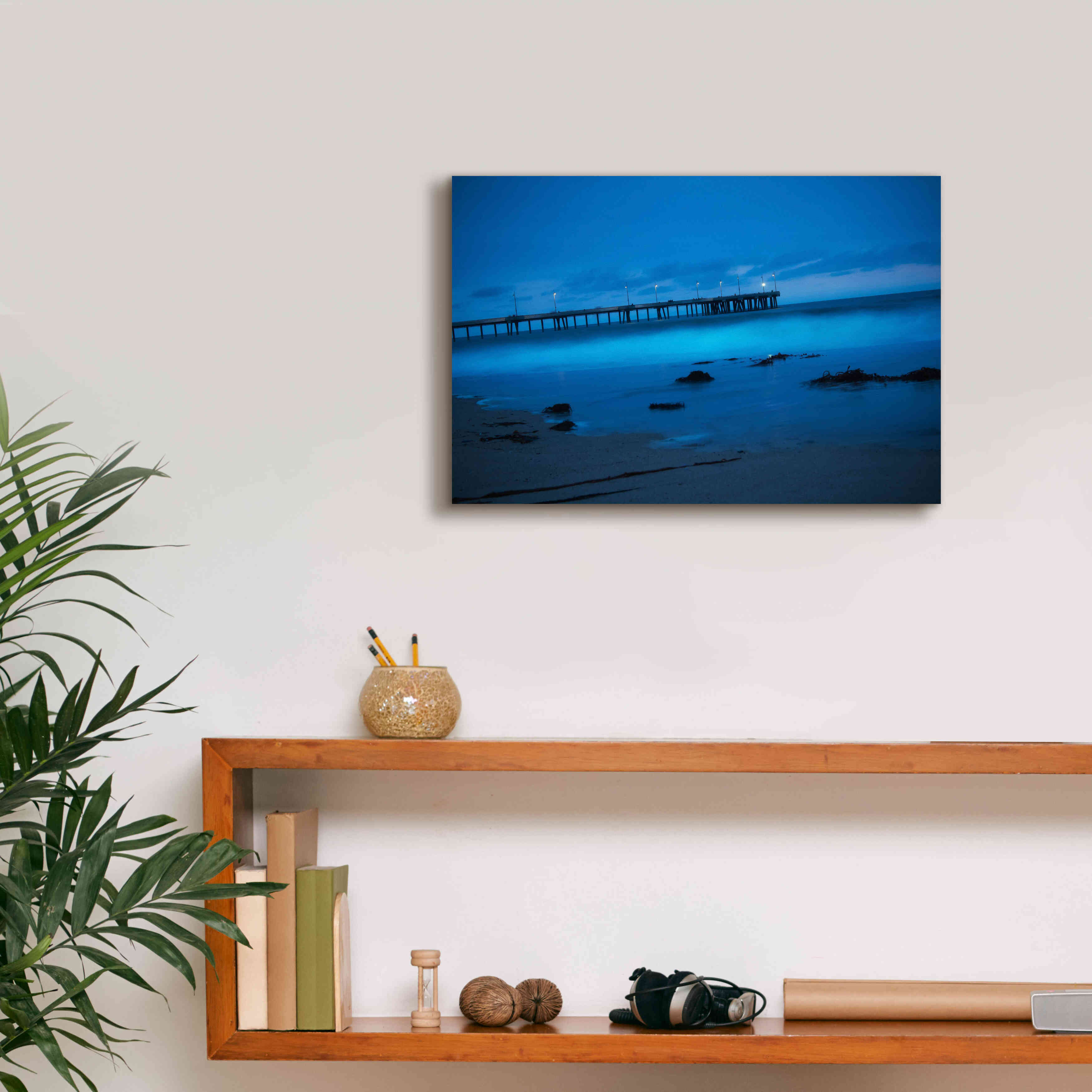 'Blue Hour Pier' by Sebastien Lory, Giclee Canvas Wall Art,18 x 12