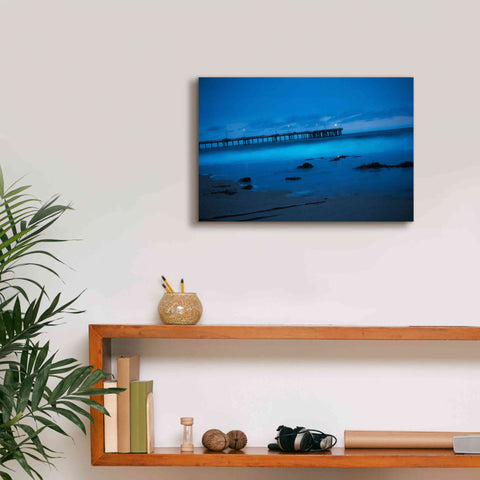 Image of 'Blue Hour Pier' by Sebastien Lory, Giclee Canvas Wall Art,18 x 12